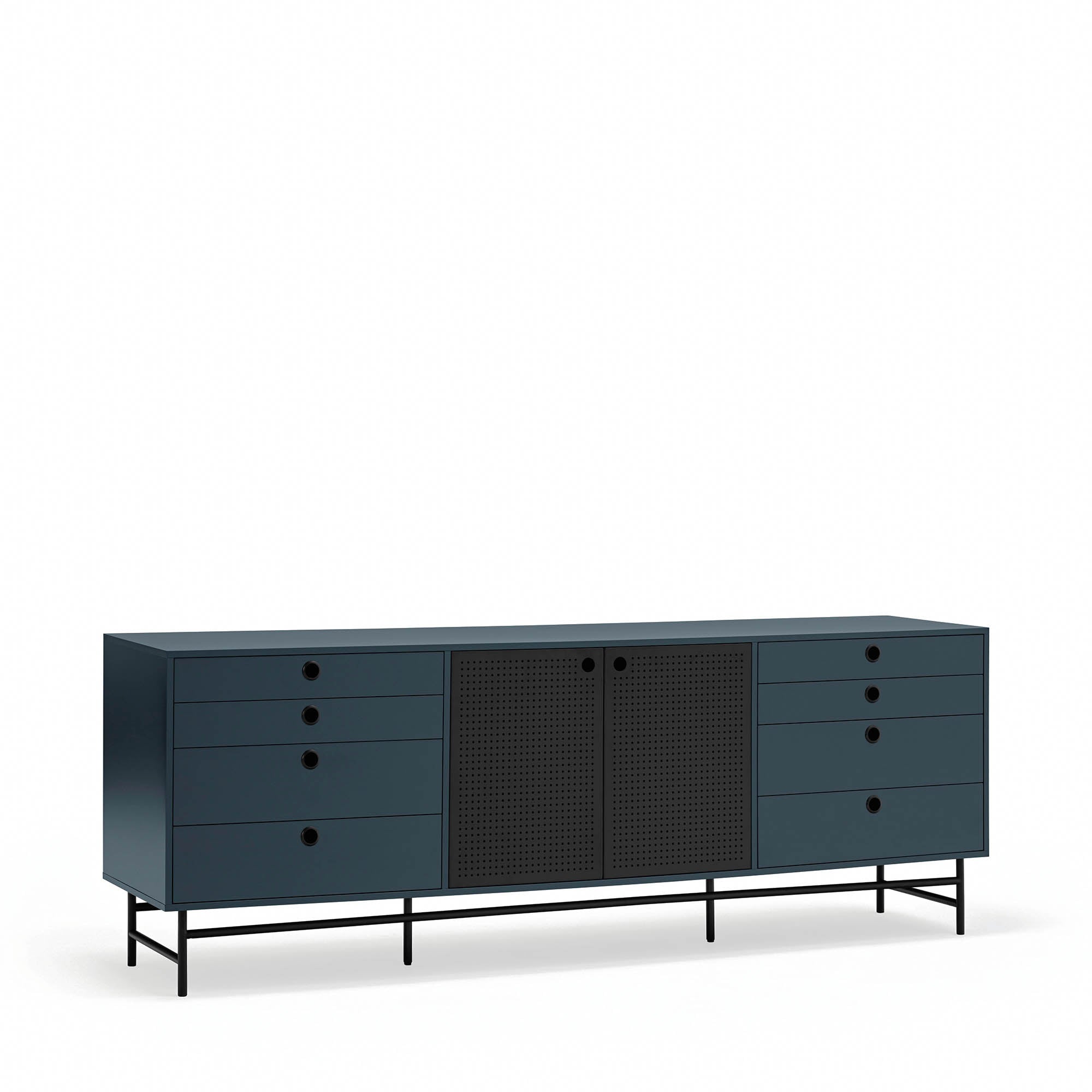 Sideboard Punto 2D/8D Black/Blue-Gr.Antr