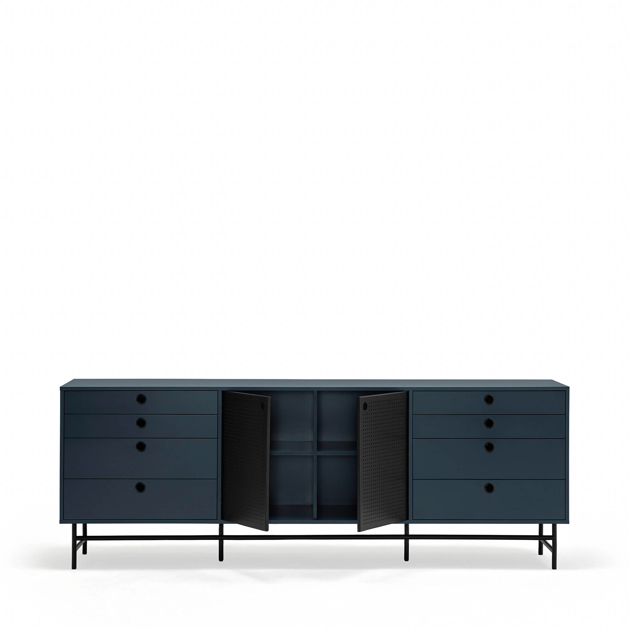 Sideboard Punto 2D/8D Black/Blue-Gr.Antr