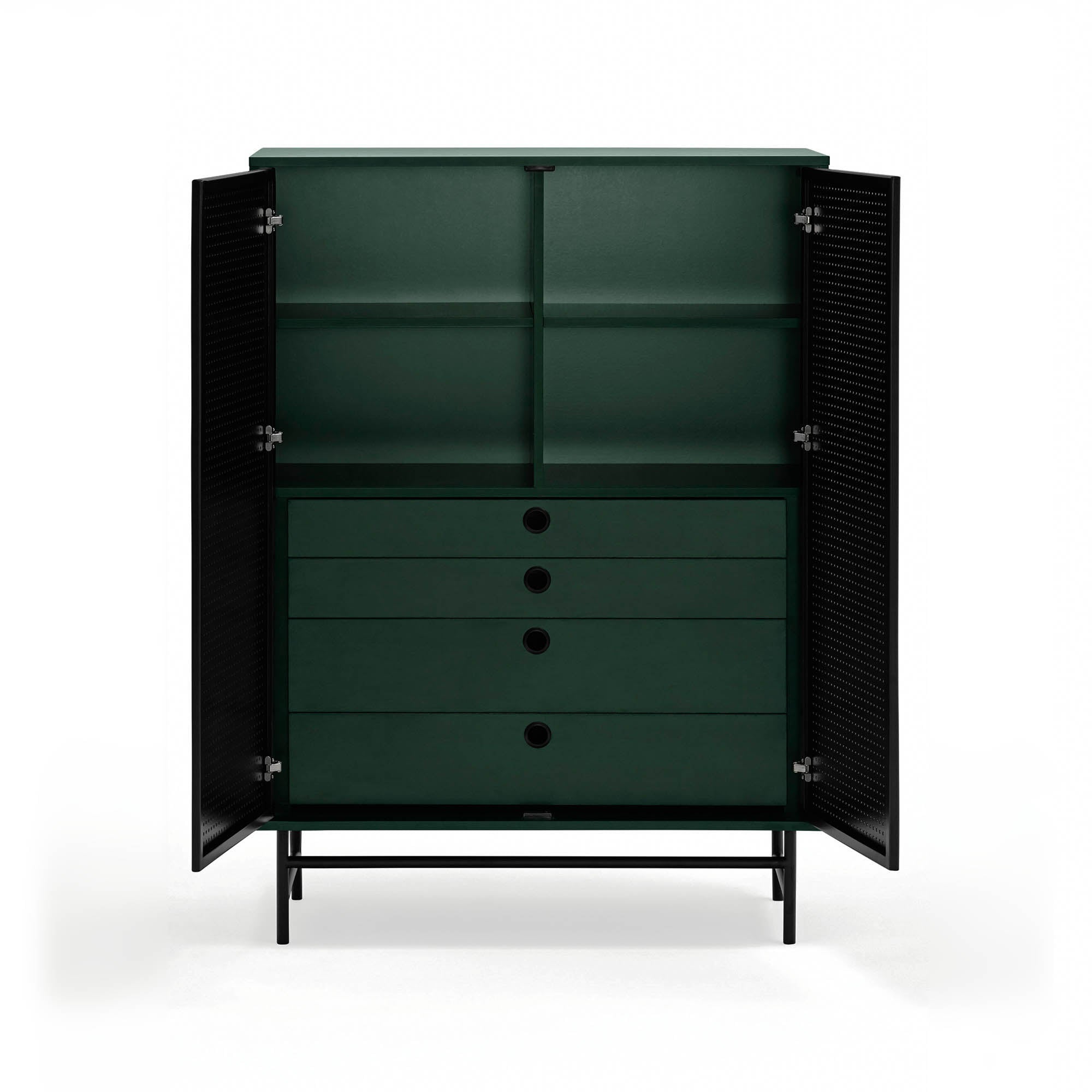 Occasional Cabinet Punto 2D/4Inner Drawers Black/D