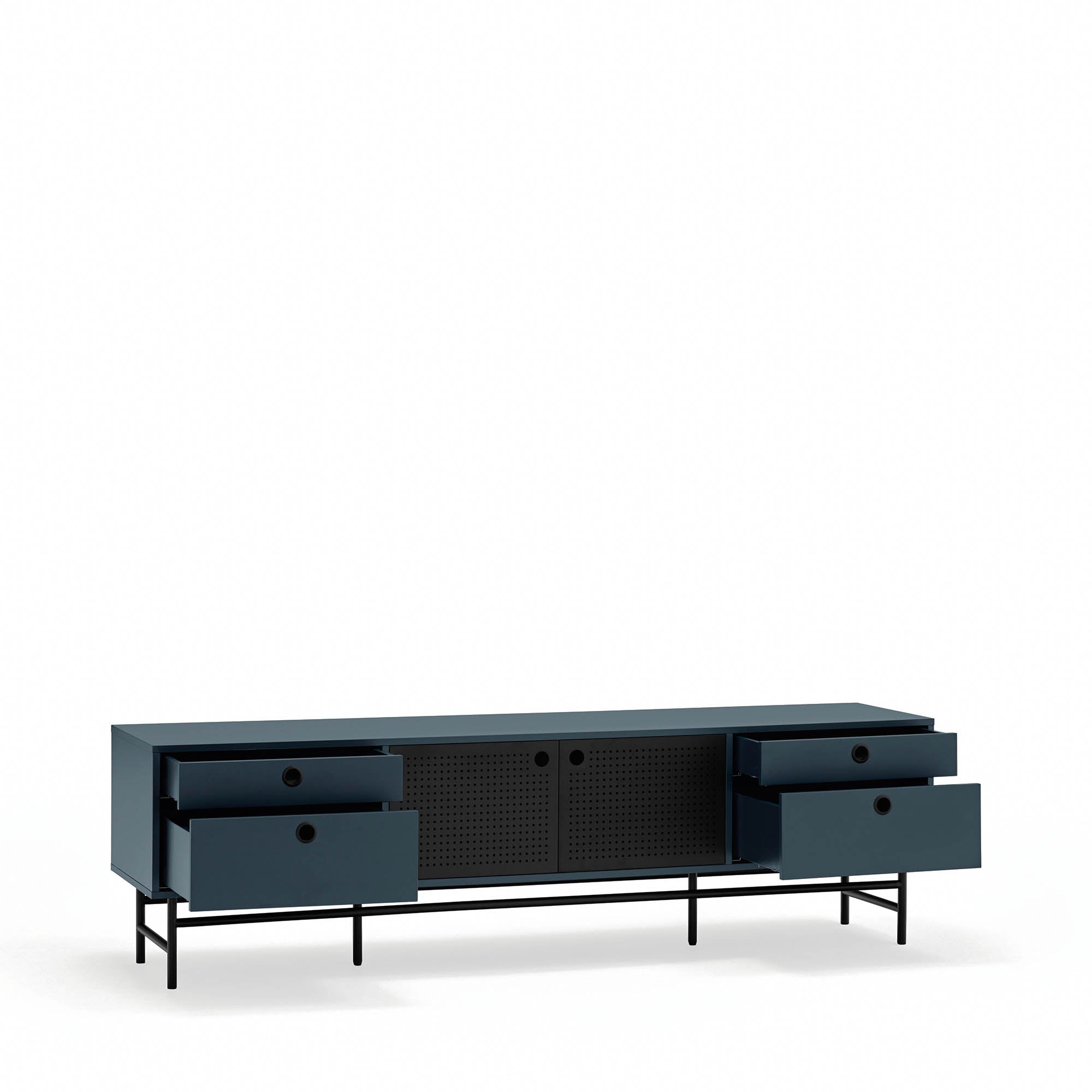 Tv Cabinet Punto 2D4Dr Black/Blue-Gr.Antr