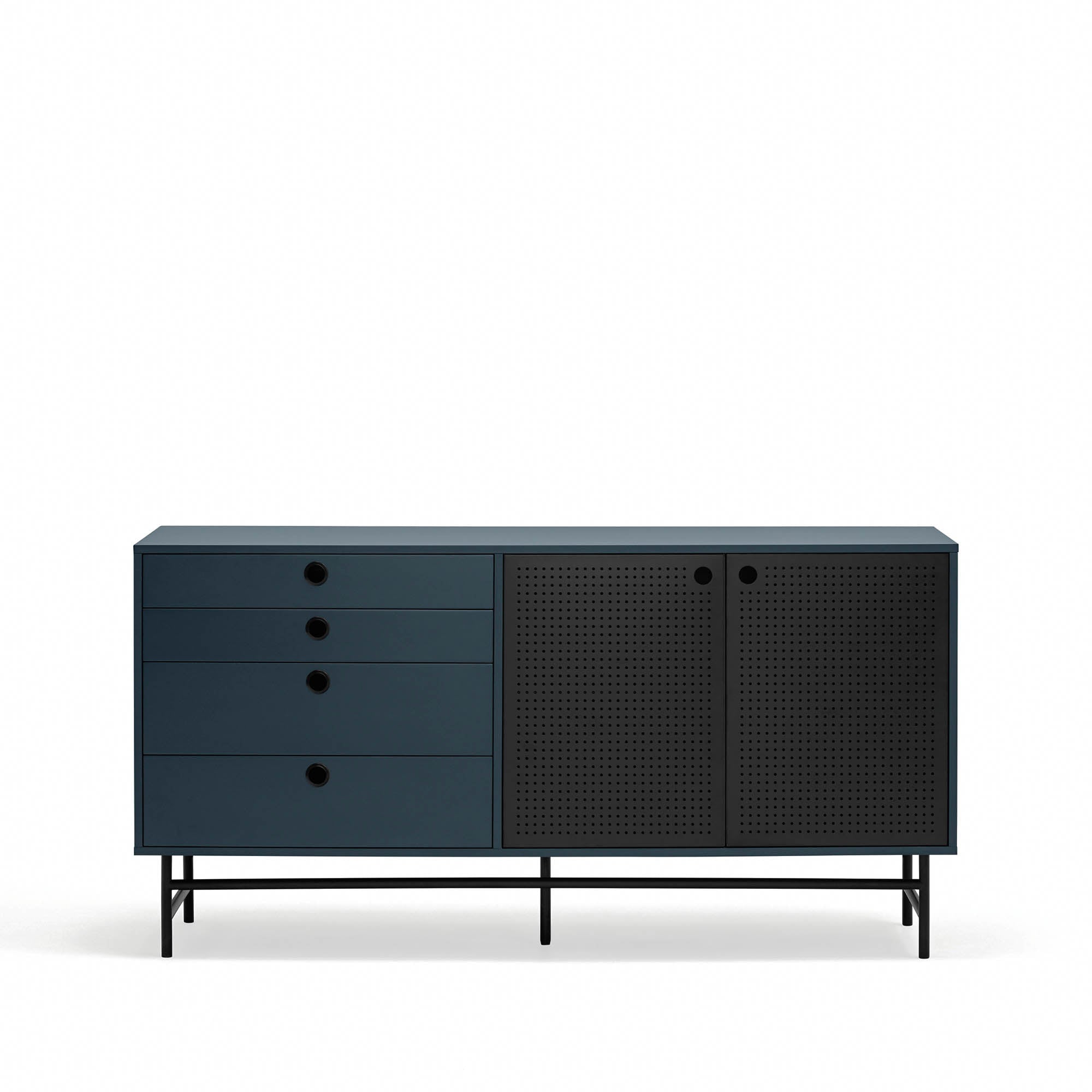 Sideboard Punto 2D4Dr Black/Blue-Gr.Antr