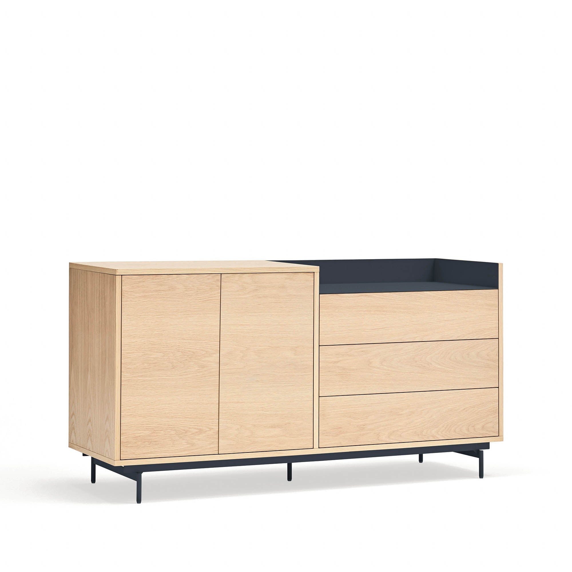 Sideboard Valley 2D3Dr Oak Metal Tray/ Legs Dark B