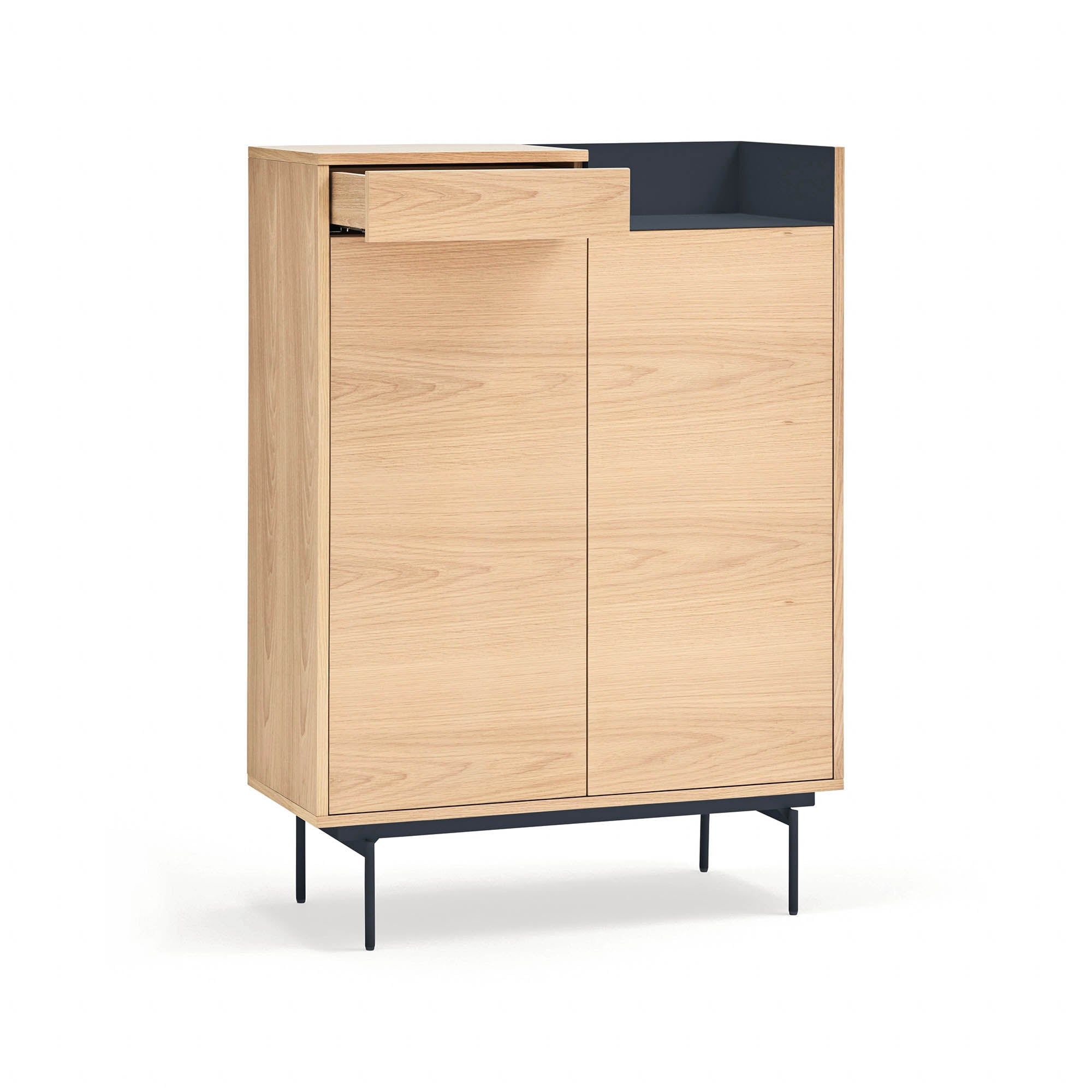 Occasional Cabinet Valley 2D1Dr Oak Metal Tray/ Le