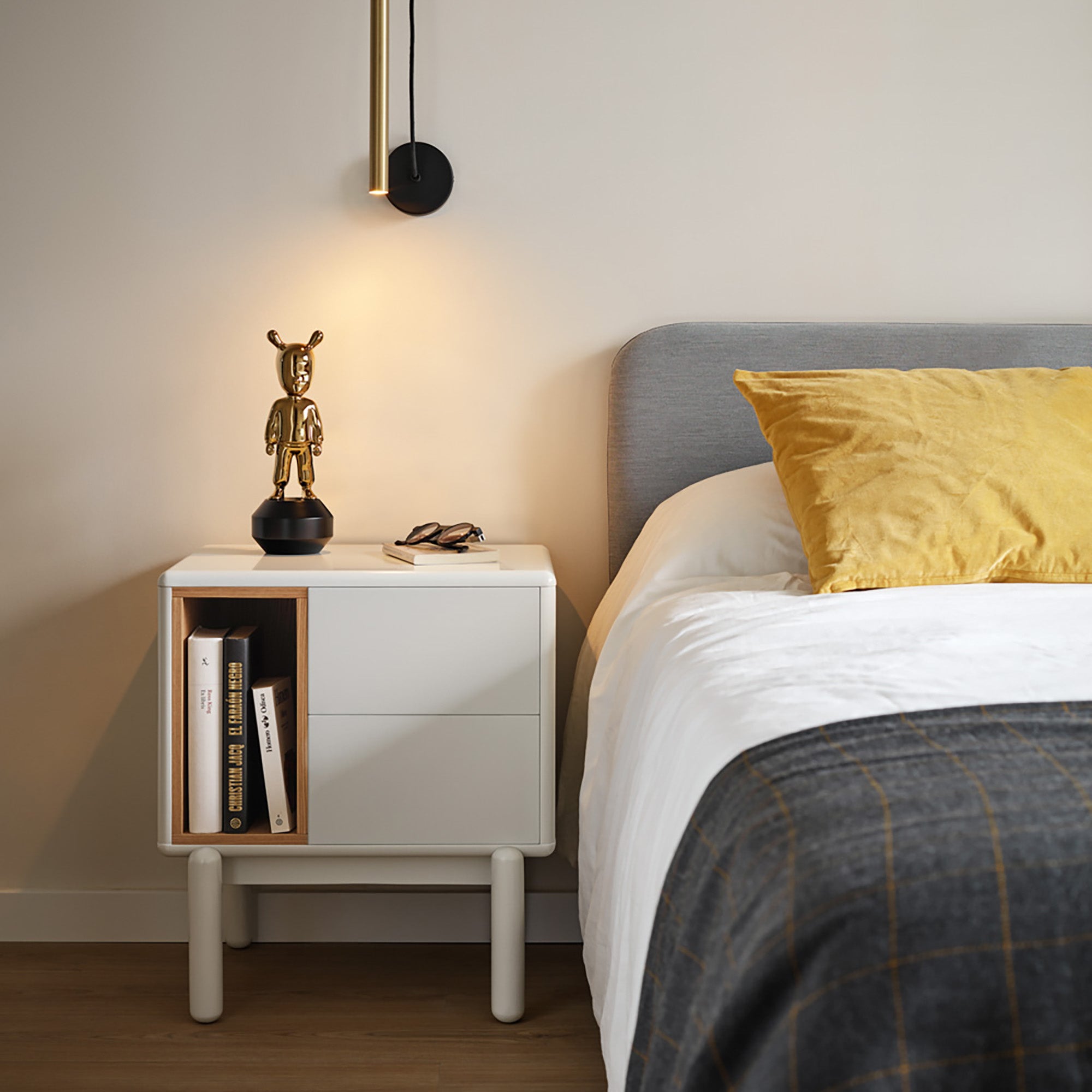 Bedside Table Corvo 2C1H Cream