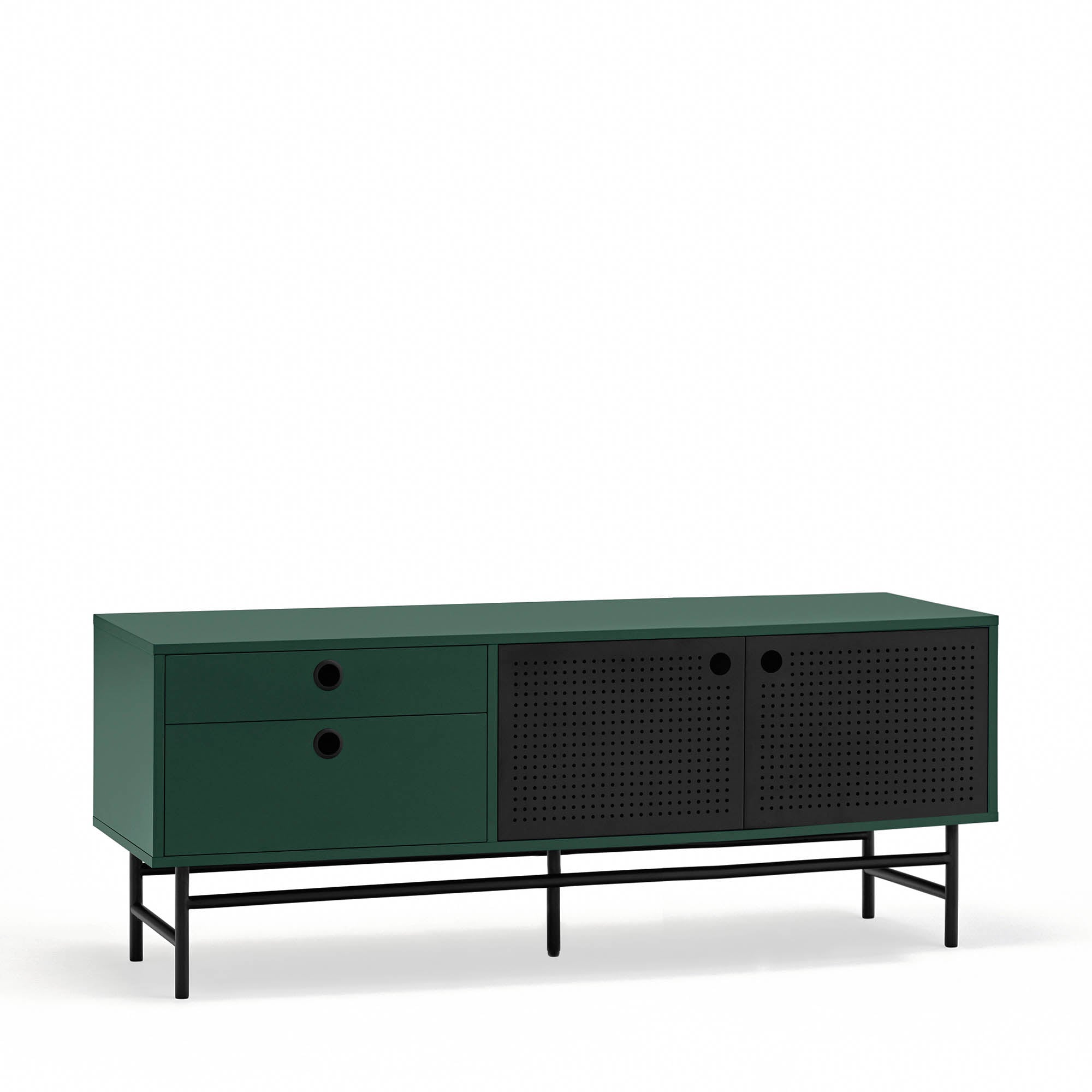 Tv Cabinet Punto 2D2Dr 140Cm Black/Dark Green