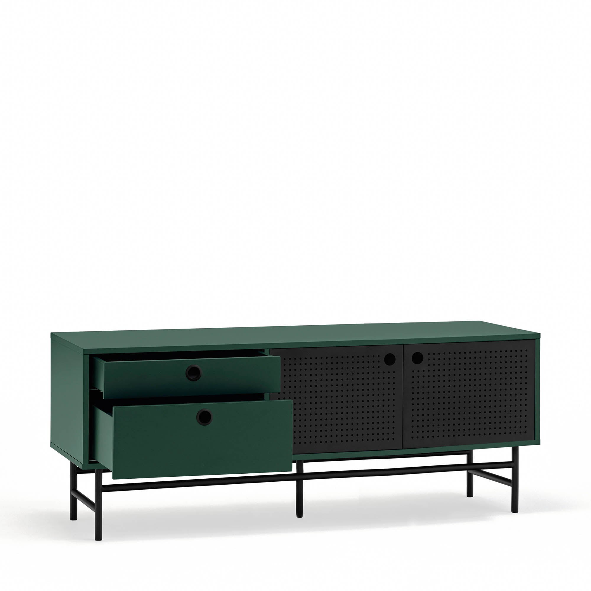 Tv Cabinet Punto 2D2Dr 140Cm Black/Dark Green