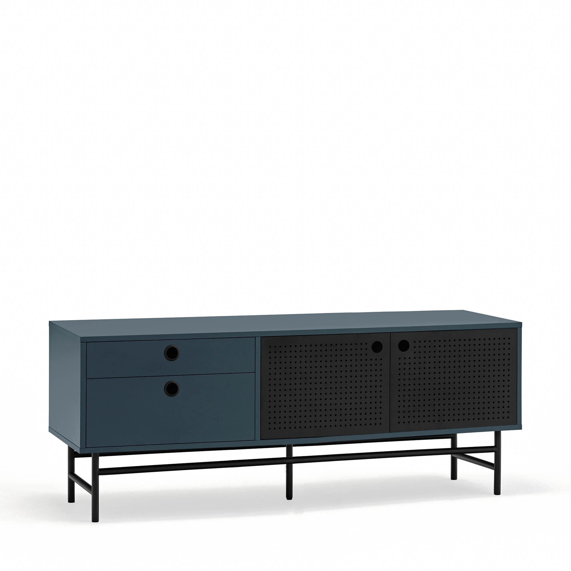 Tv Cabinet Punto 2D2Dr 140Cm Black/Blue-Gr.Antr