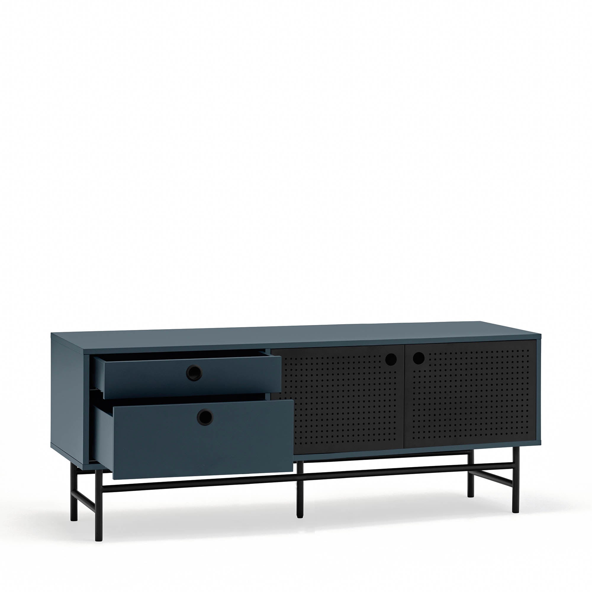 Tv Cabinet Punto 2D2Dr 140Cm Black/Blue-Gr.Antr