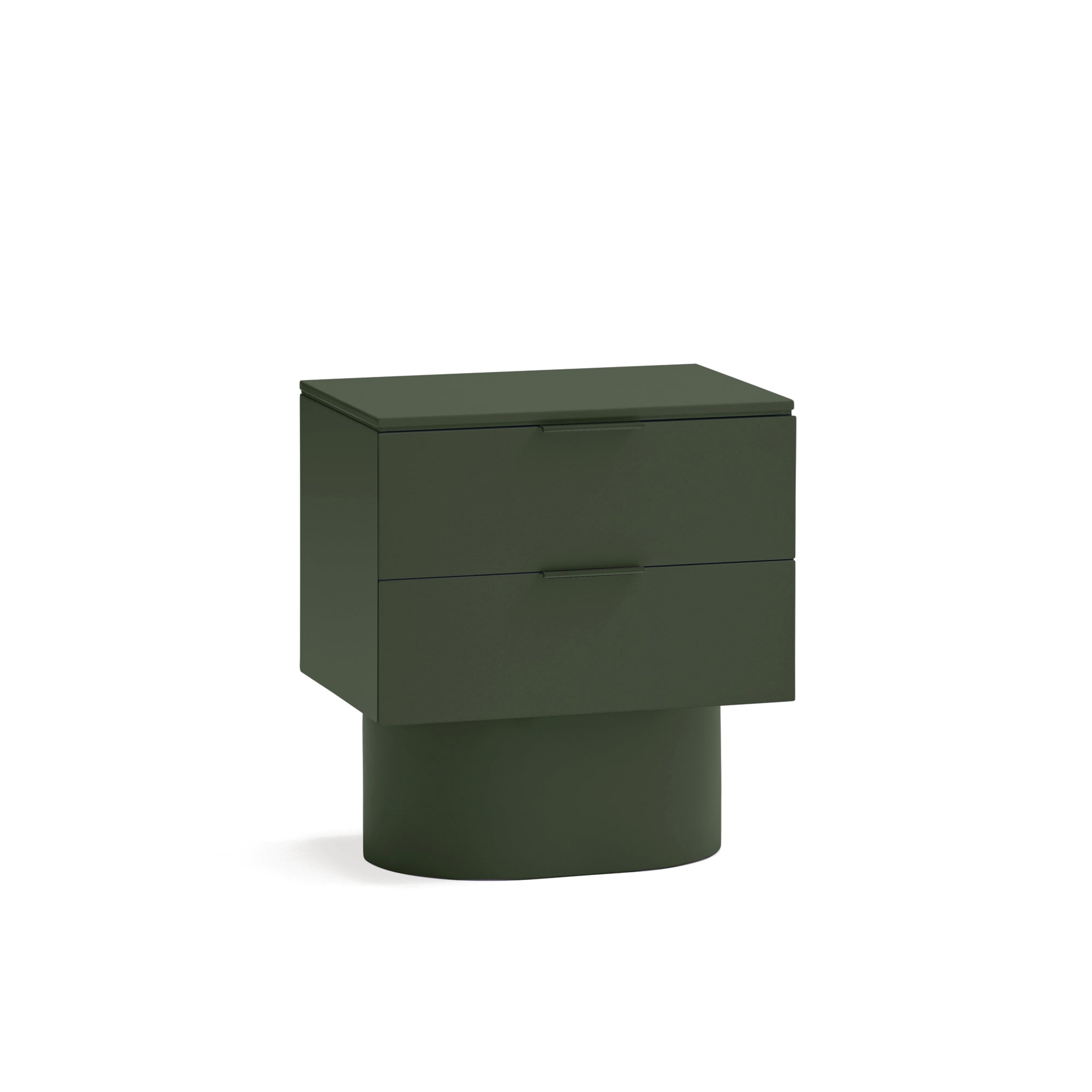 TOTEM Bedside Table with 2 Drawers in Olive Green by Teulat