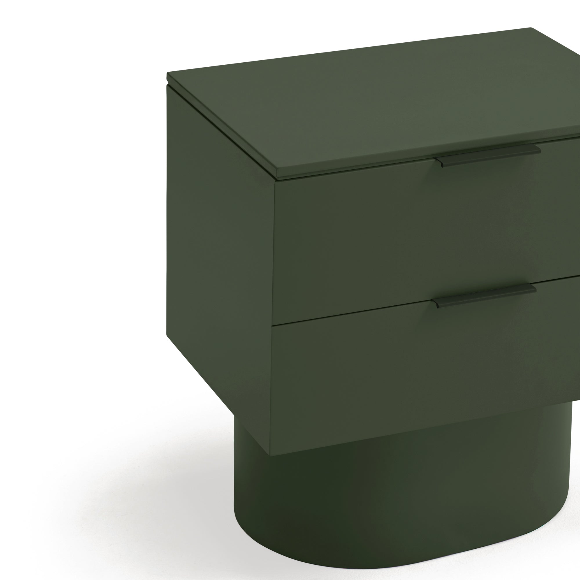 TOTEM Bedside Table with 2 Drawers in Olive Green by Teulat