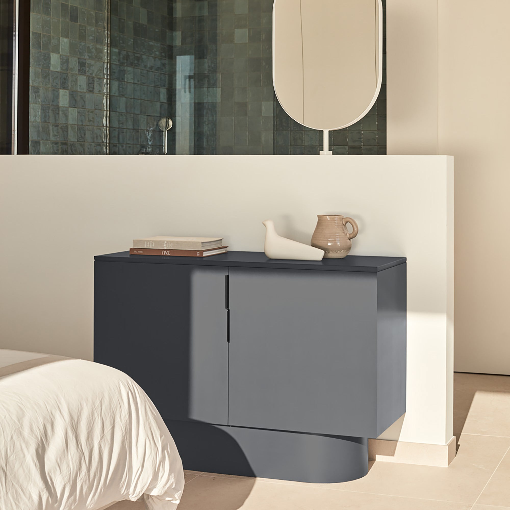 TOTEM Chest of 2 Drawers in Anthracite Grey by Teulat