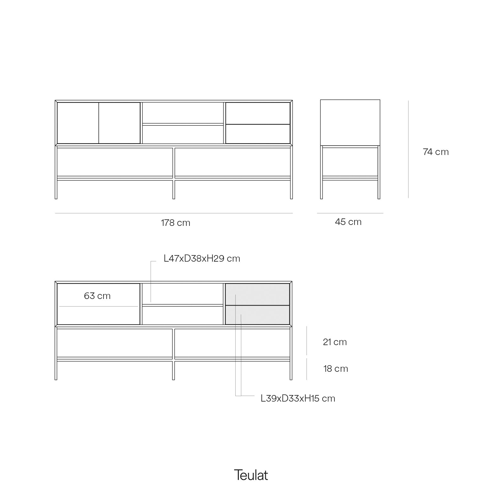 Tv Cabinet Platt 2D2Dr2H 175Cm Sand