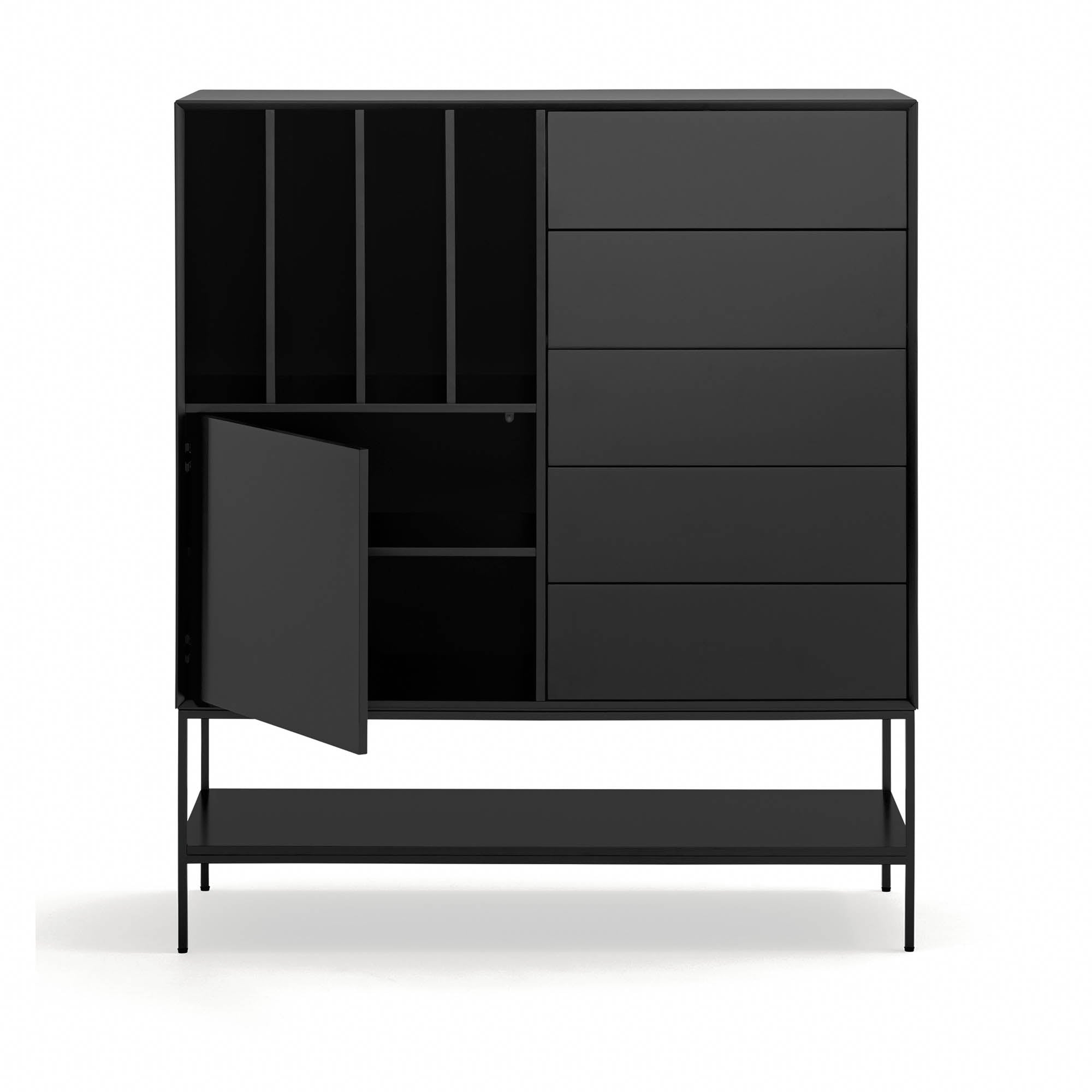 Occasional Cabinet Platt 2D4H5Dr 120Cm Black