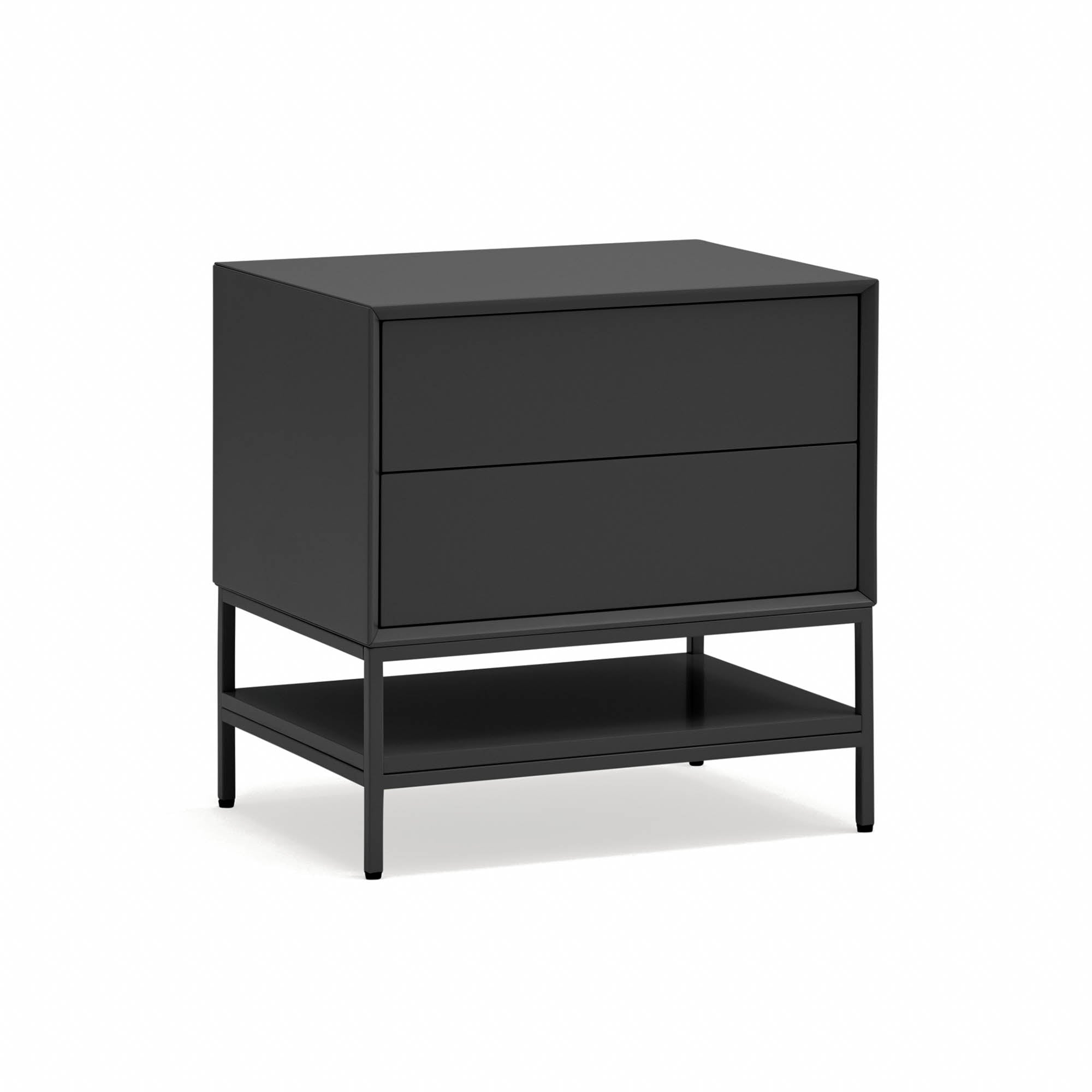 PLATT Bedside Table with 2 Drawers in Black by Teulat