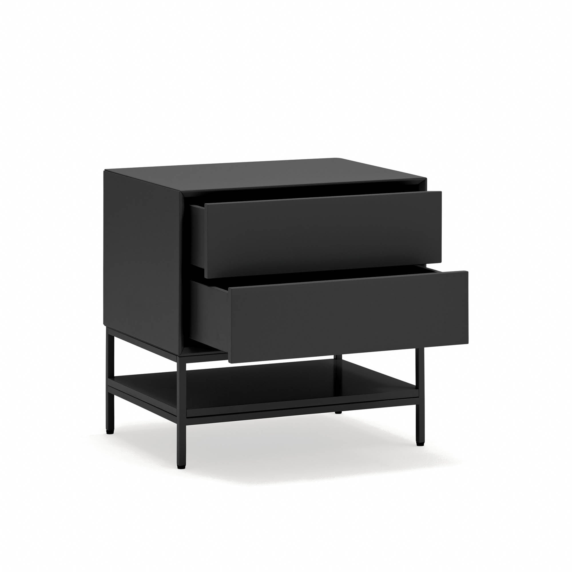 PLATT Bedside Table with 2 Drawers in Black by Teulat