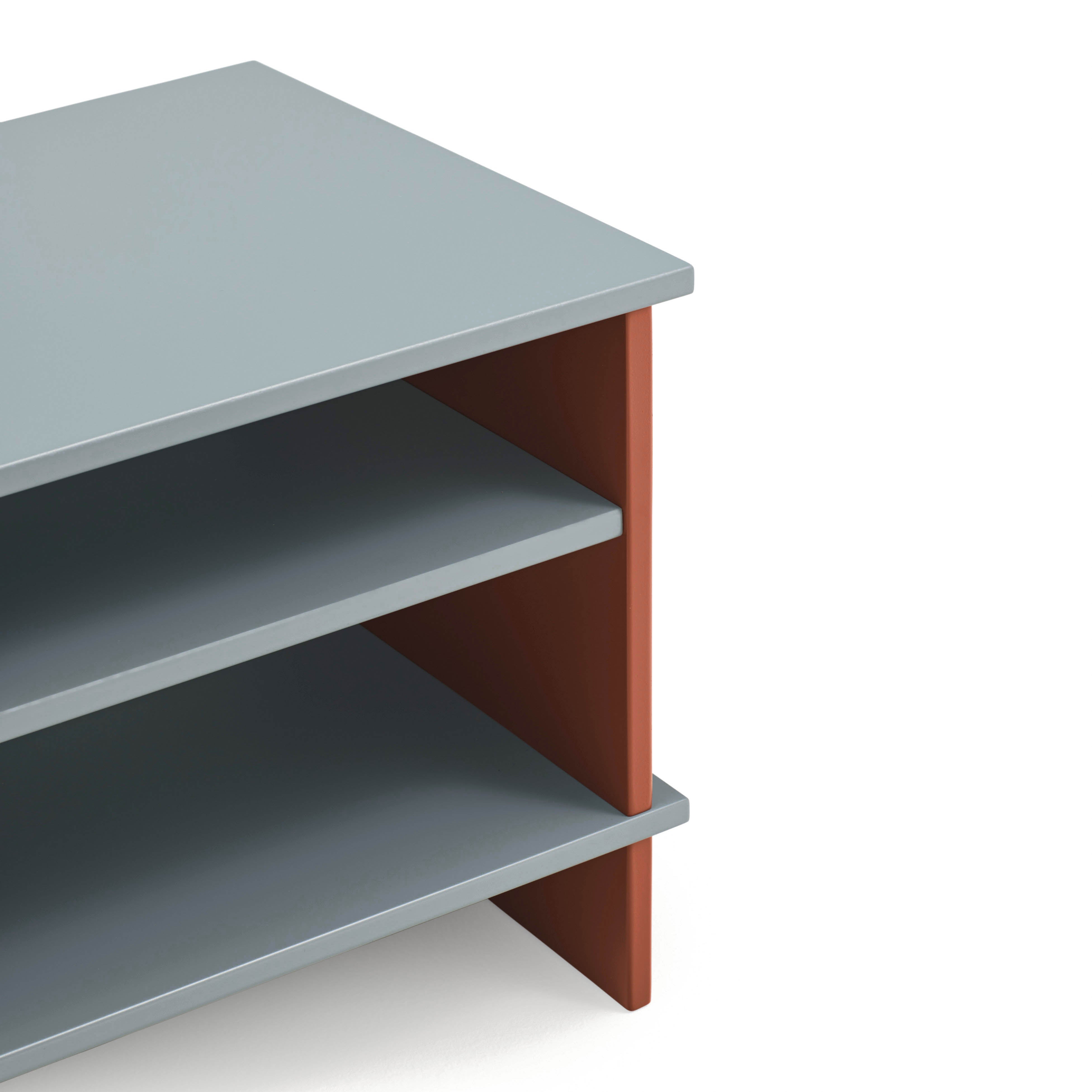 Bedside Table Inari 2 Shelves Pearl Grey/Brick