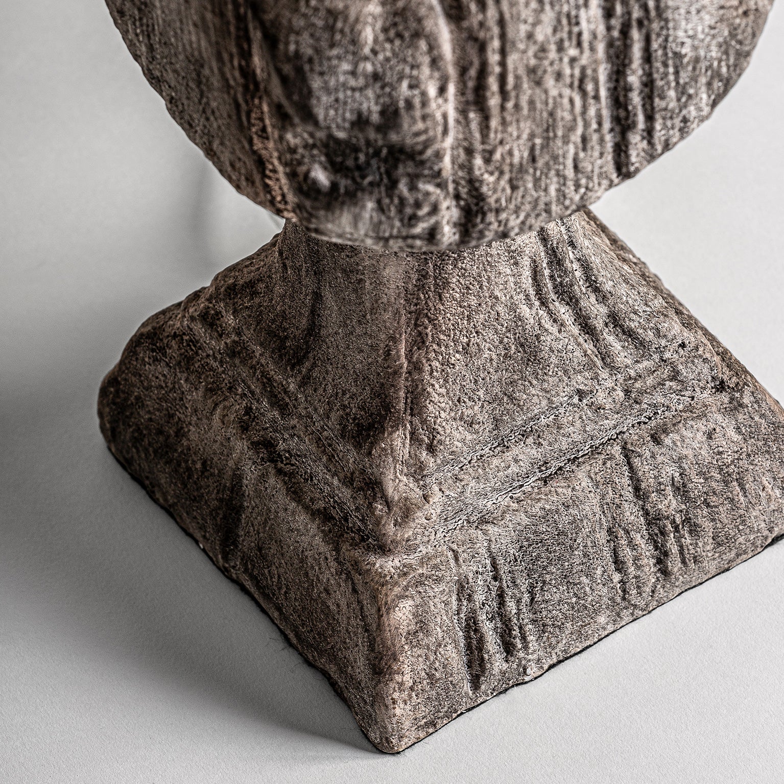 Contemporary Table Lamp - Brown Resin with Jute & Cotton Shade