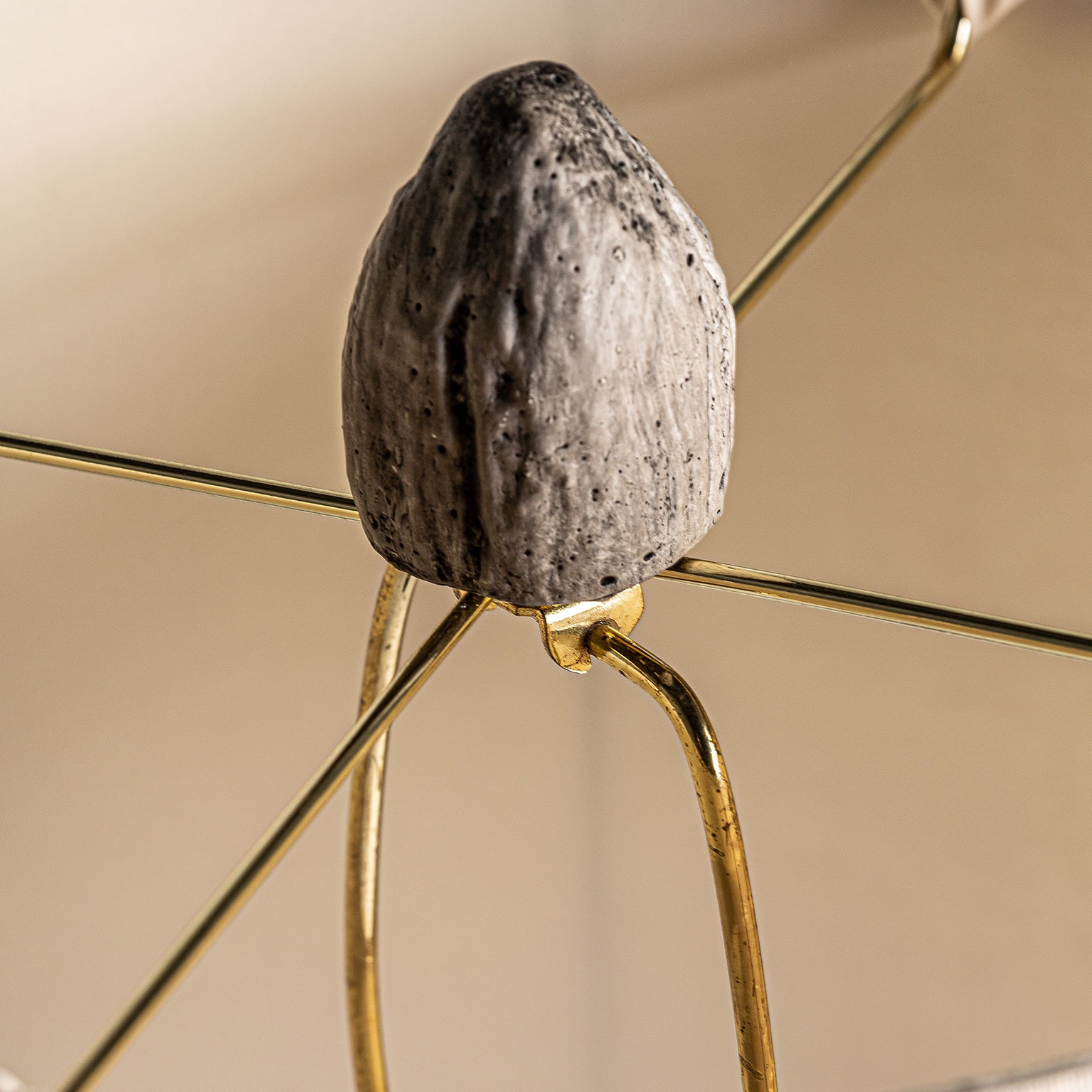 Contemporary Table Lamp - Brown Resin with Jute & Cotton Shade