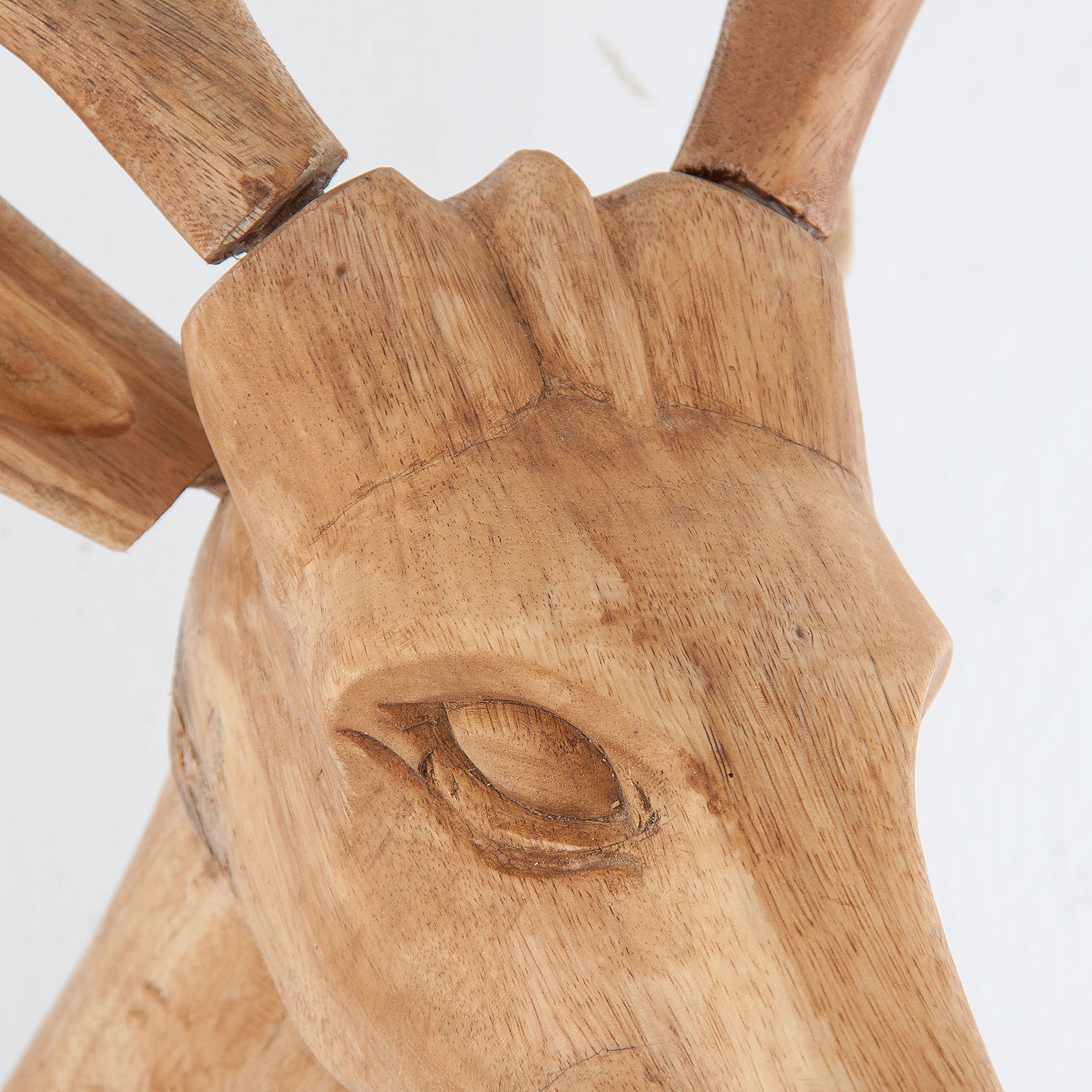 Ciervo Nordic Deer Bust - Brown Teak Wood Sculpture