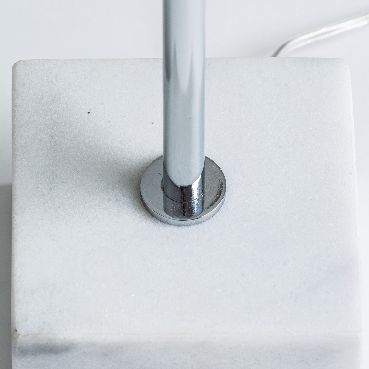 White Art Deco Table Lamp with Marble & Glass