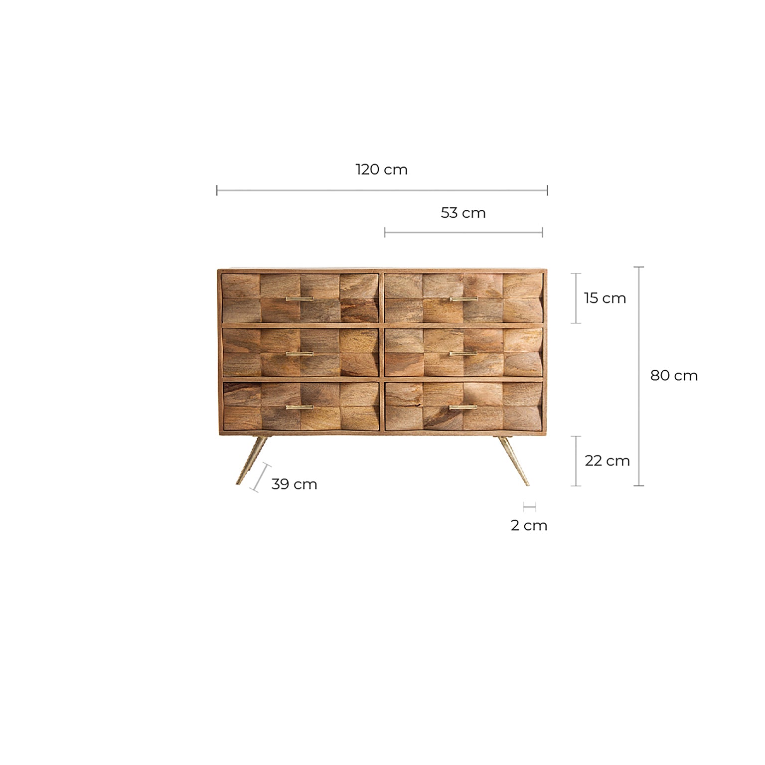 KUSEL Contemporary Chest of Drawers - Brown Iron & Mango Wood