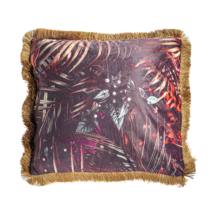 Ceyhun Velvet Cushion - Shabby Chic Dark Square Pillow by Vical