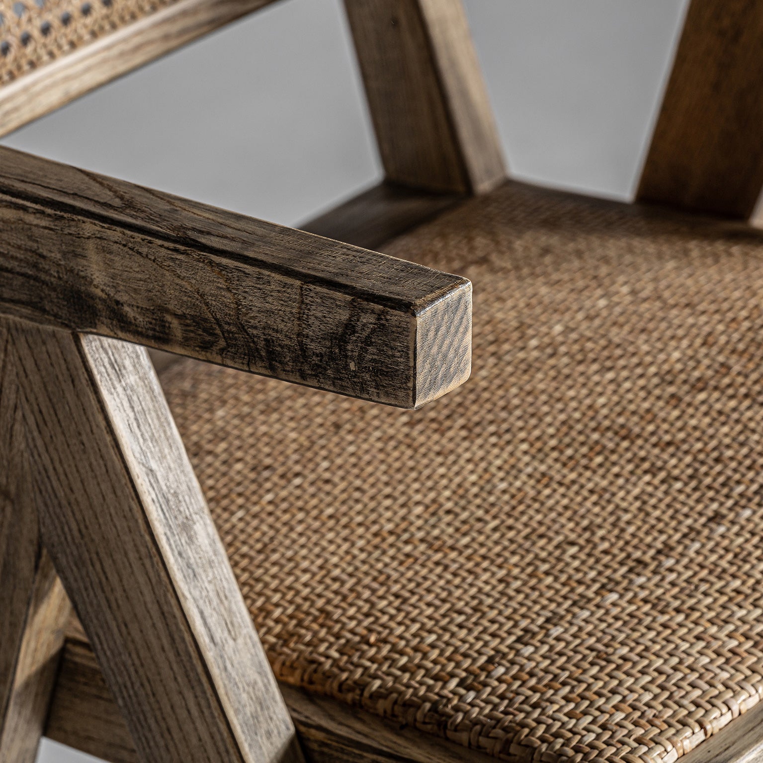 Cieza Contemporary Dining Chair - Natural Elm & Rattan