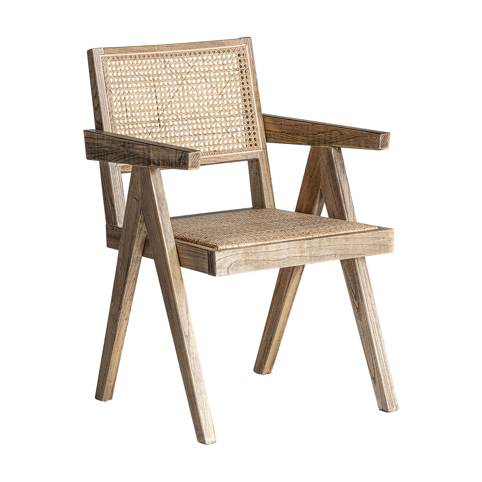 Cieza Contemporary Dining Chair - Natural Elm & Rattan