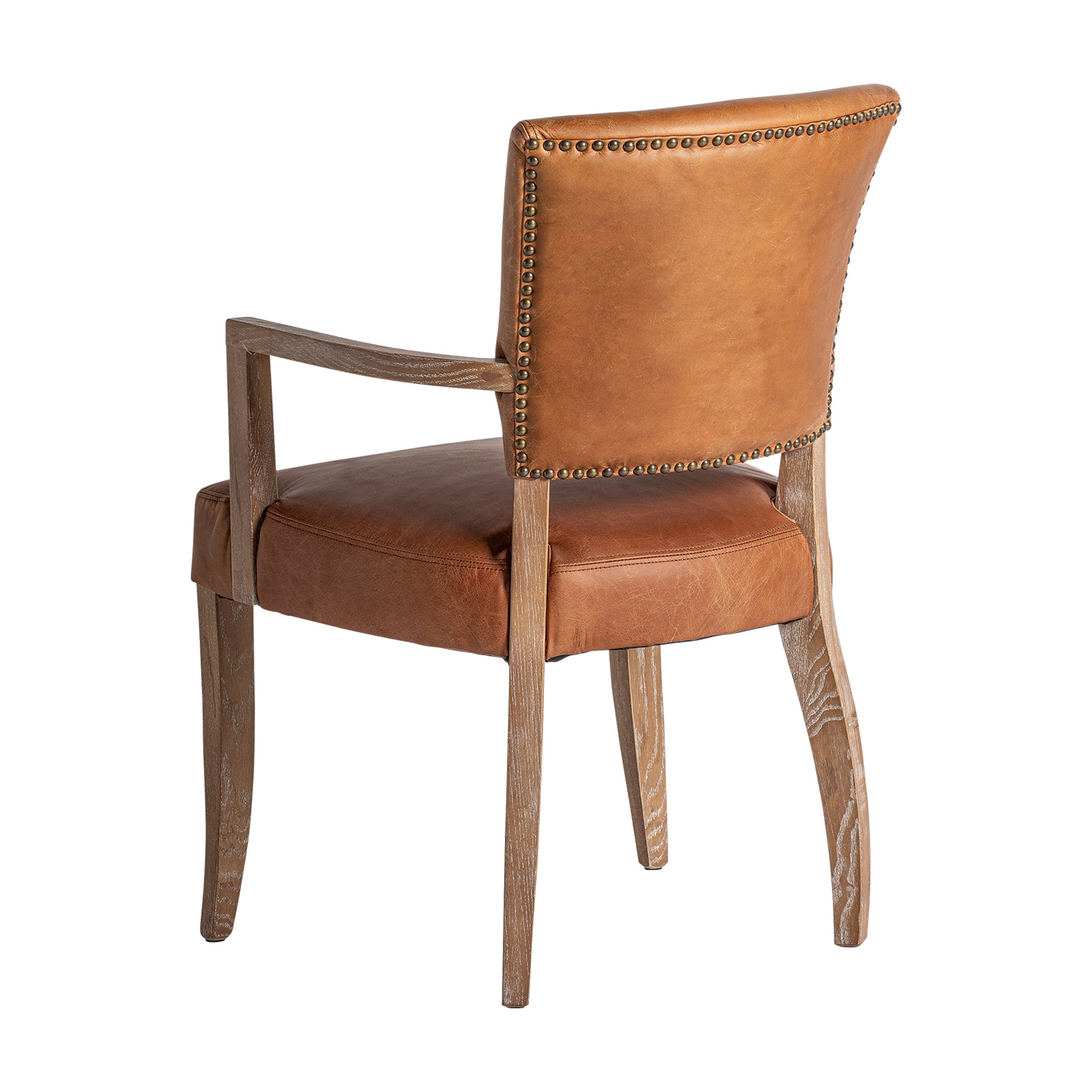 Tolla Vintage Leather Chair - Brown Leather & Birch Wood