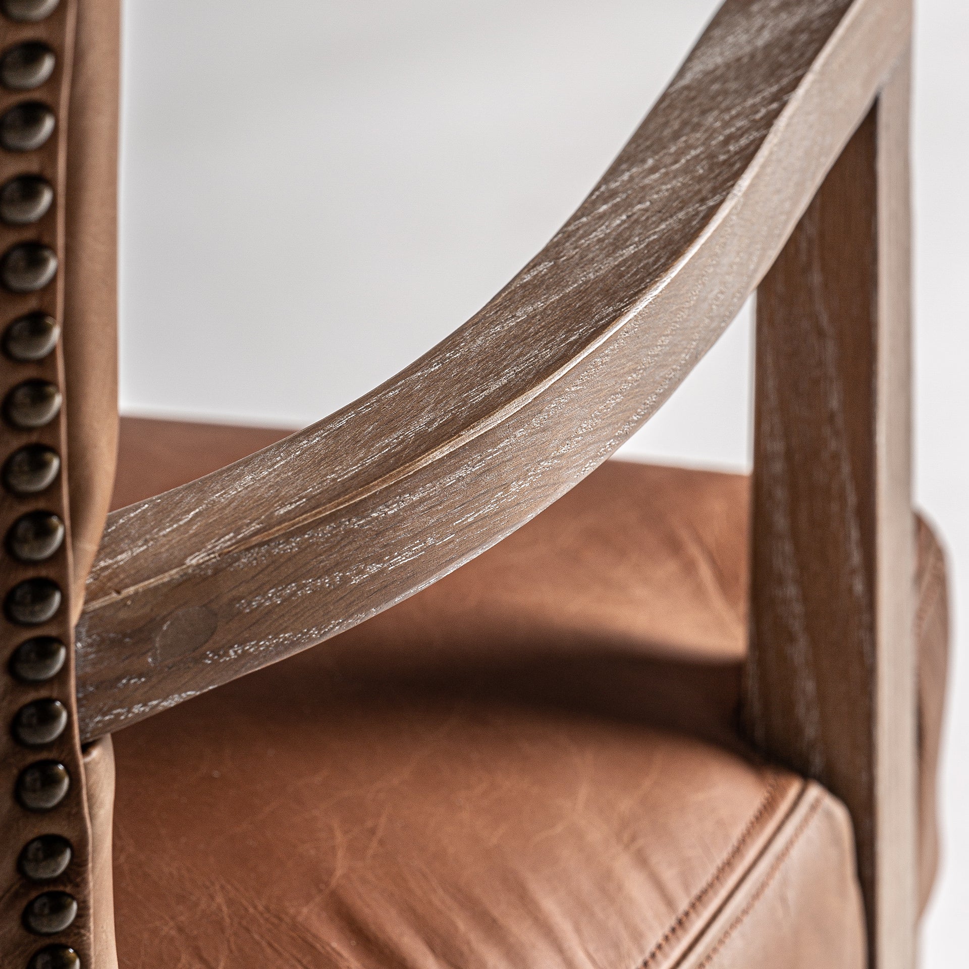 Tolla Vintage Leather Chair - Brown Leather & Birch Wood