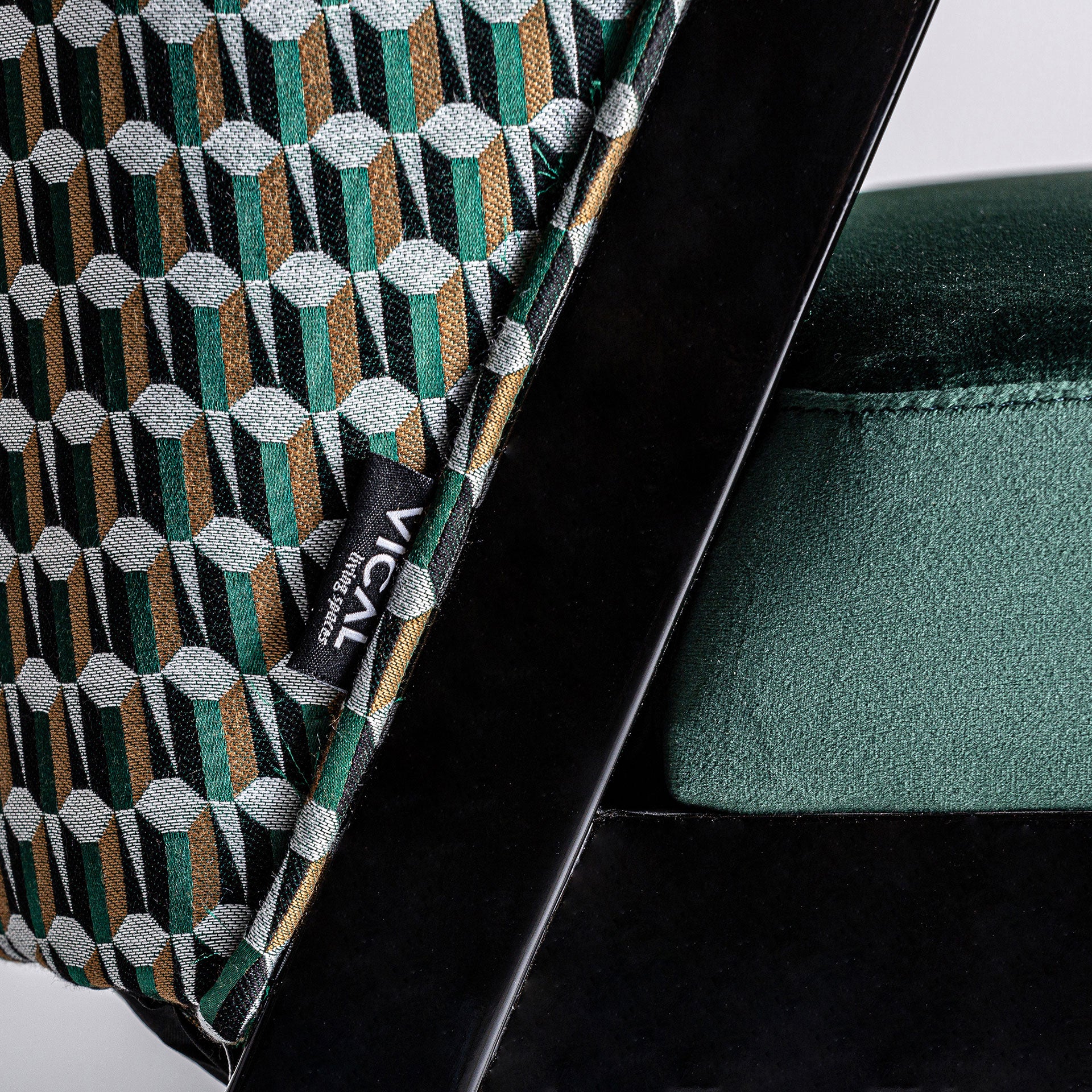 Kelheim Art Deco Velvet Chair in Green