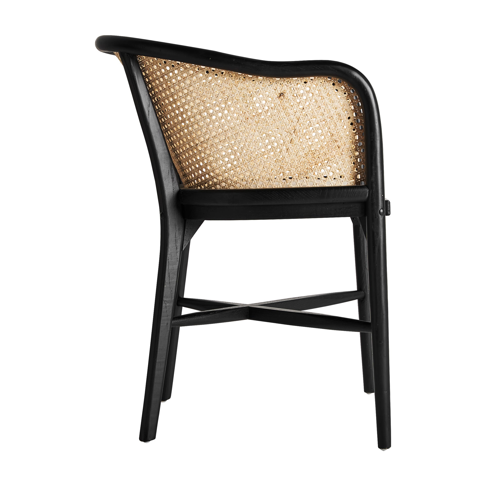Nuchis Contemporary Birch Armchair – Black & Linen