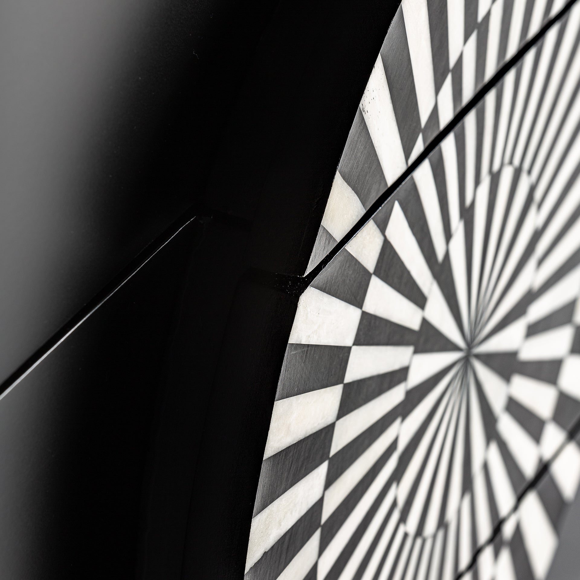 Gatsby Art Deco Chest of Drawers - Black MDF with Bone Inlay & Gold Accents