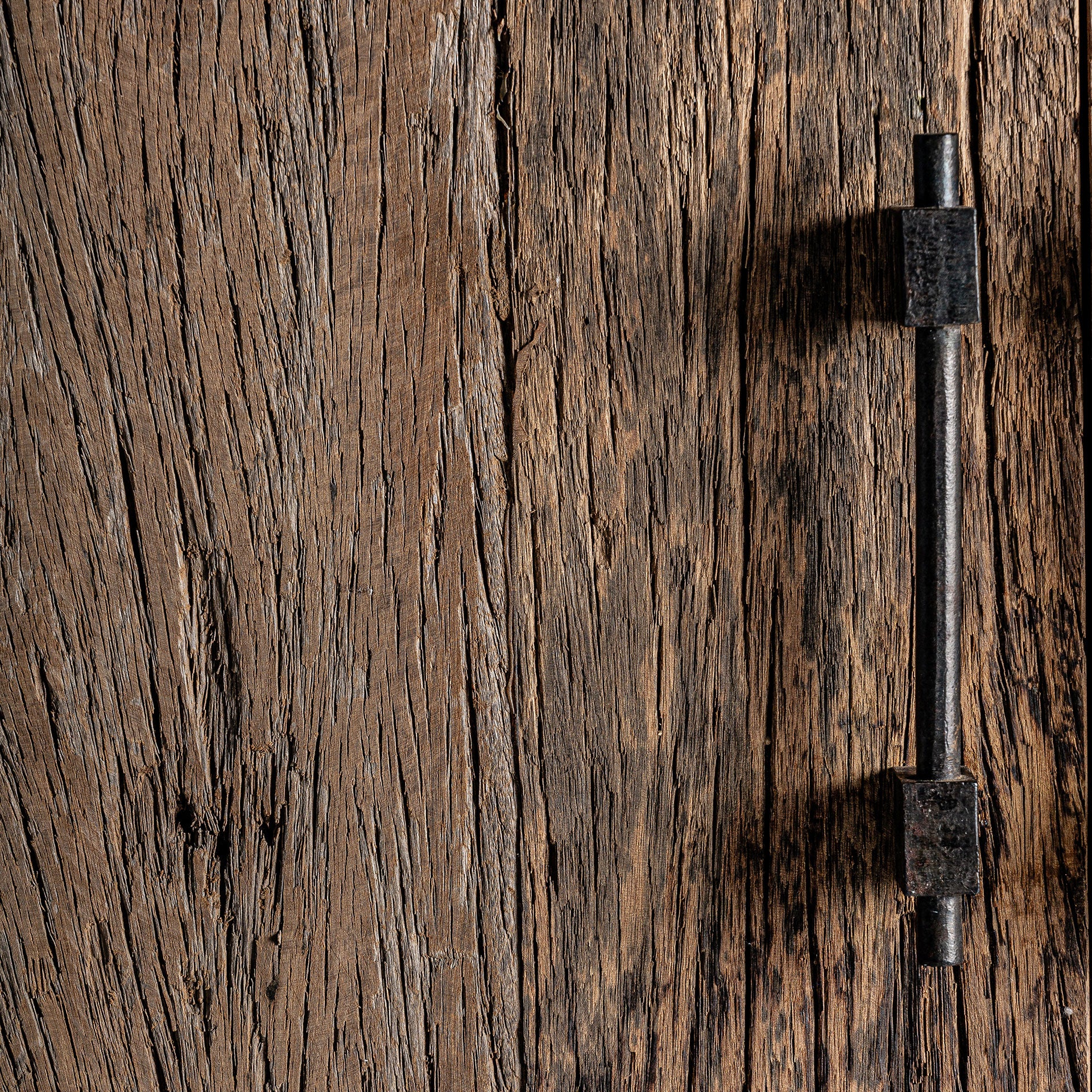 Carrik Reclaimed Wood Wardrobe - Colonial Style Brown Metal Accent