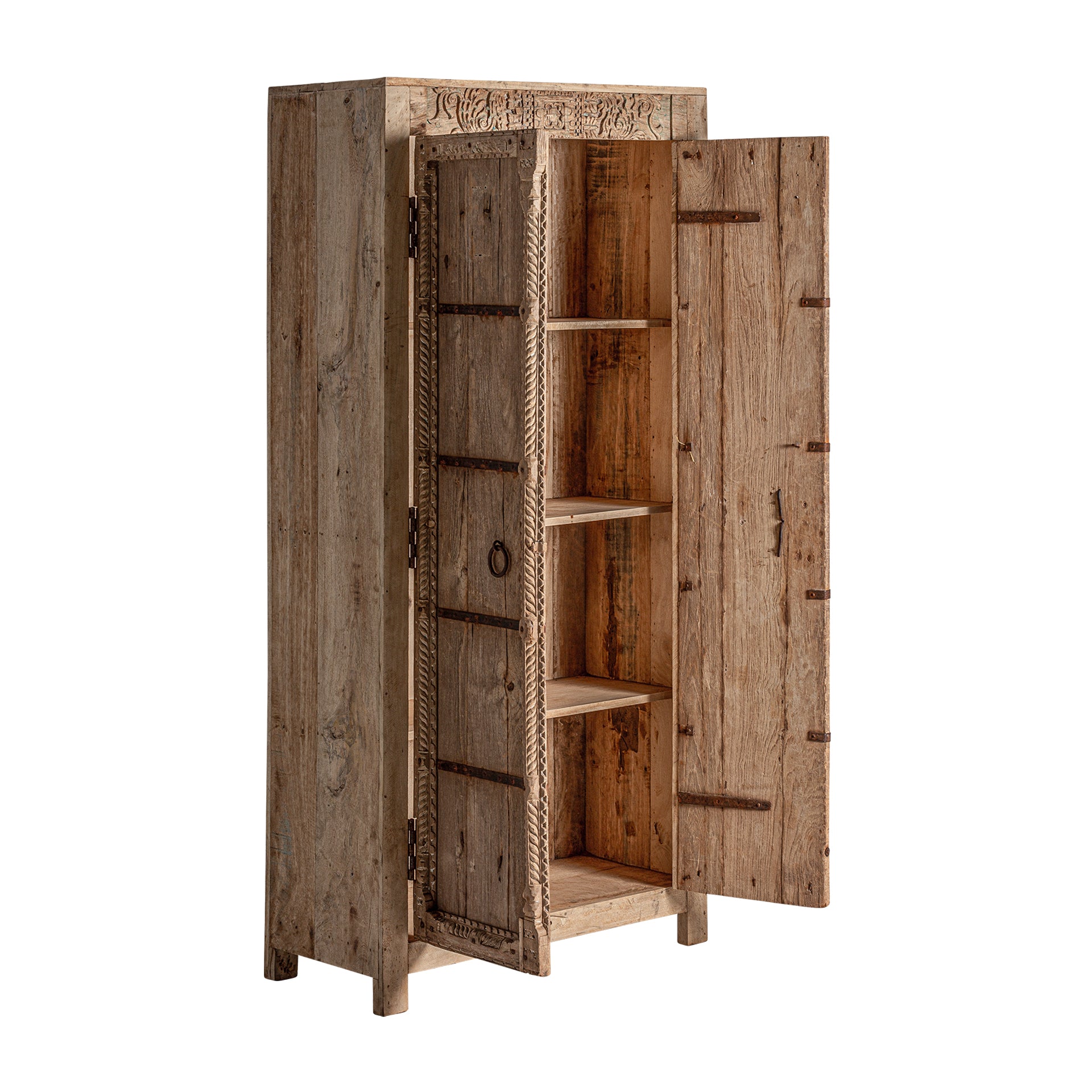 Socken Colonial Wardrobe - Teak Wood & Black Iron