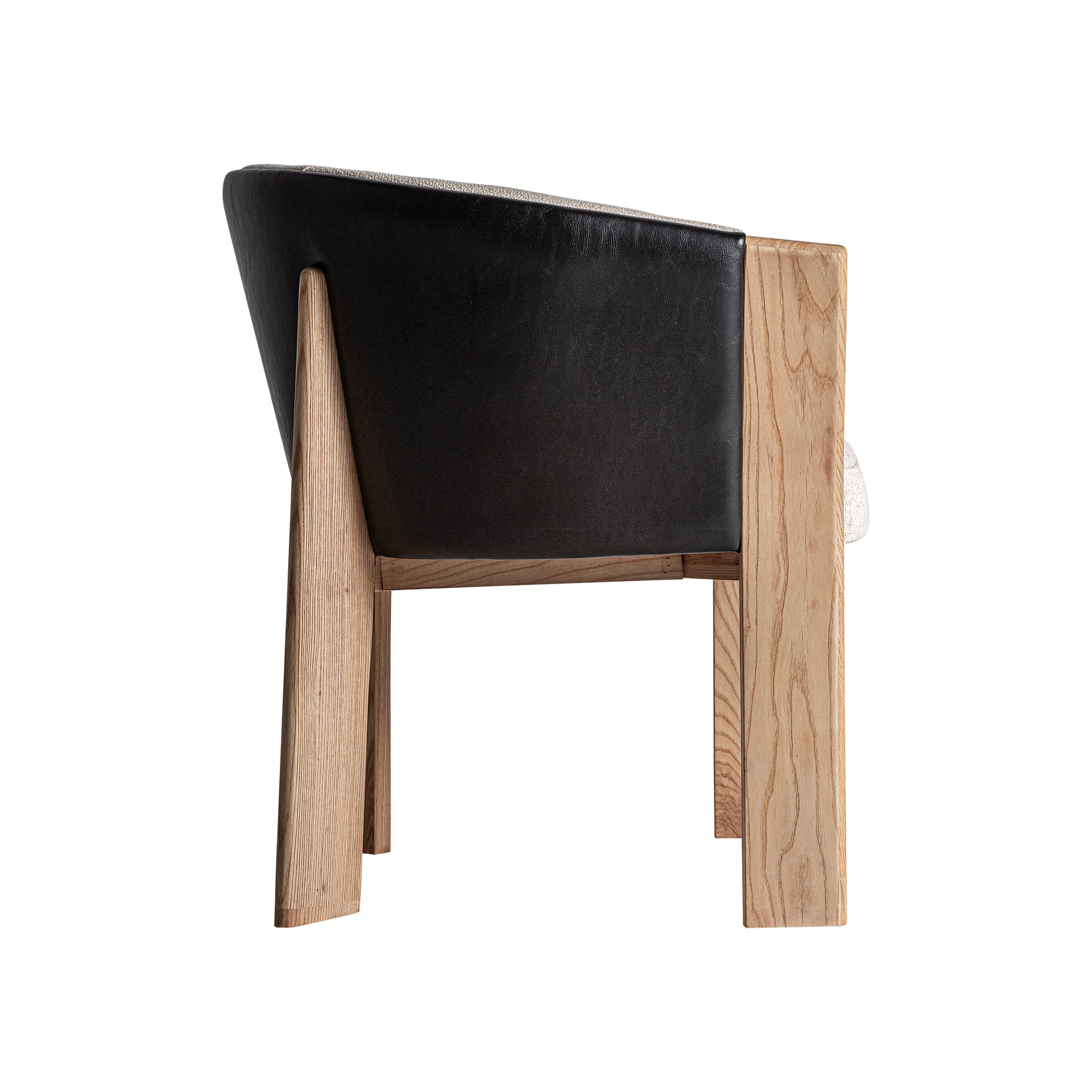 Contemporary Leather Dining Chair in Black & Brown Oak