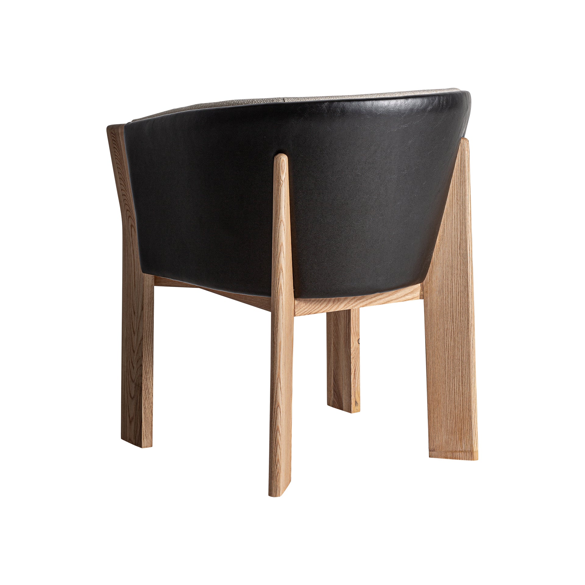 Contemporary Leather Dining Chair in Black & Brown Oak