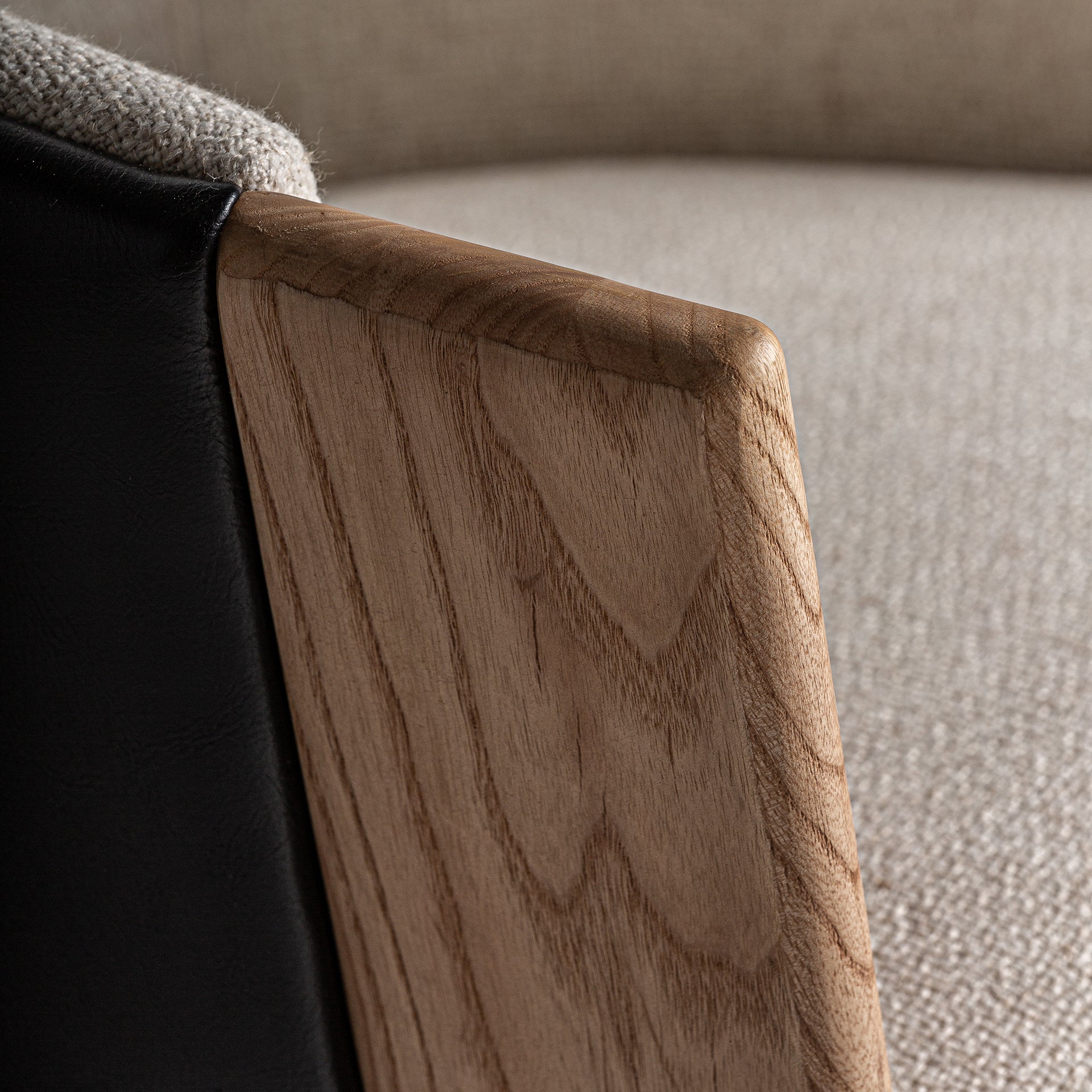 Contemporary Leather Dining Chair in Black & Brown Oak