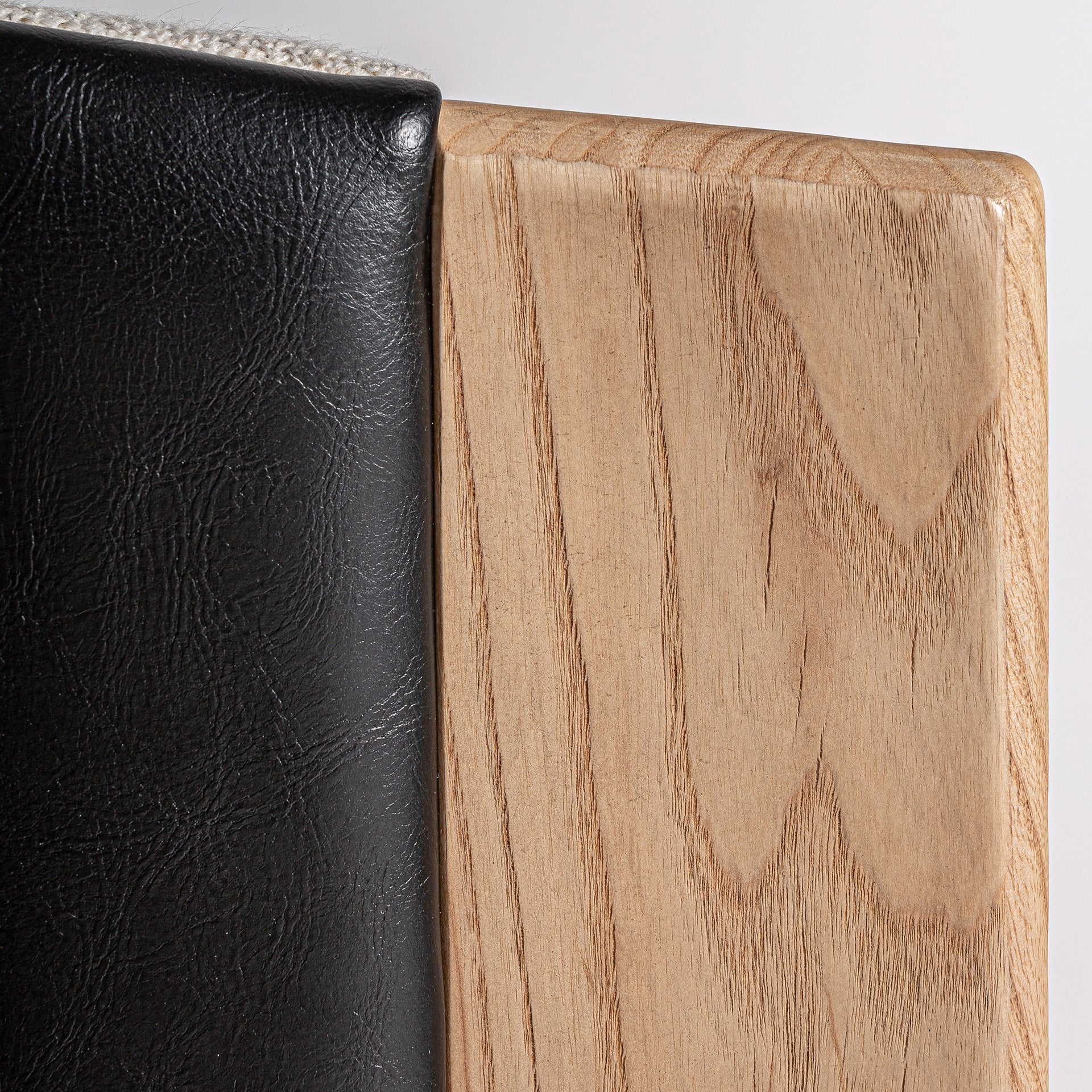 Contemporary Leather Dining Chair in Black & Brown Oak