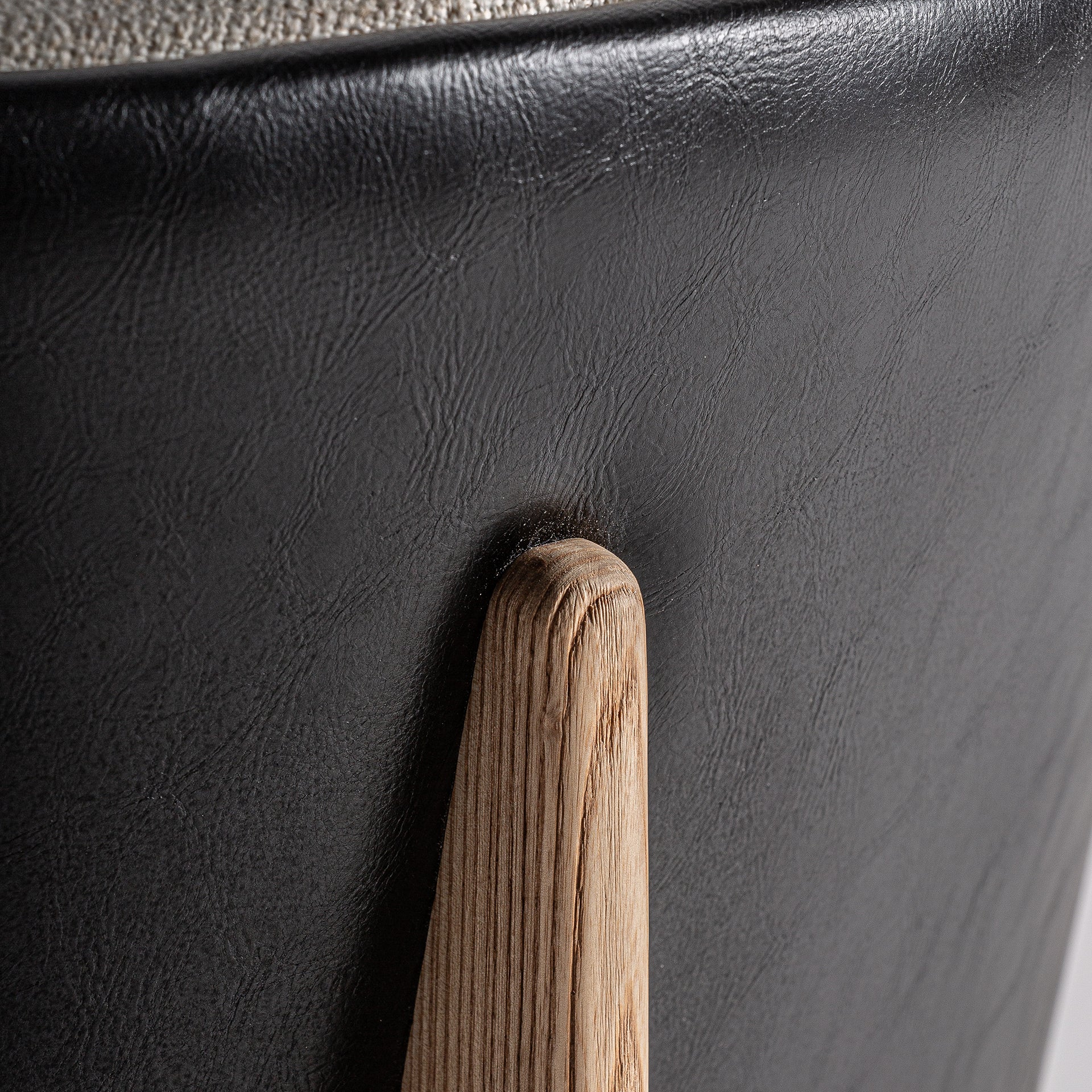 Contemporary Leather Dining Chair in Black & Brown Oak