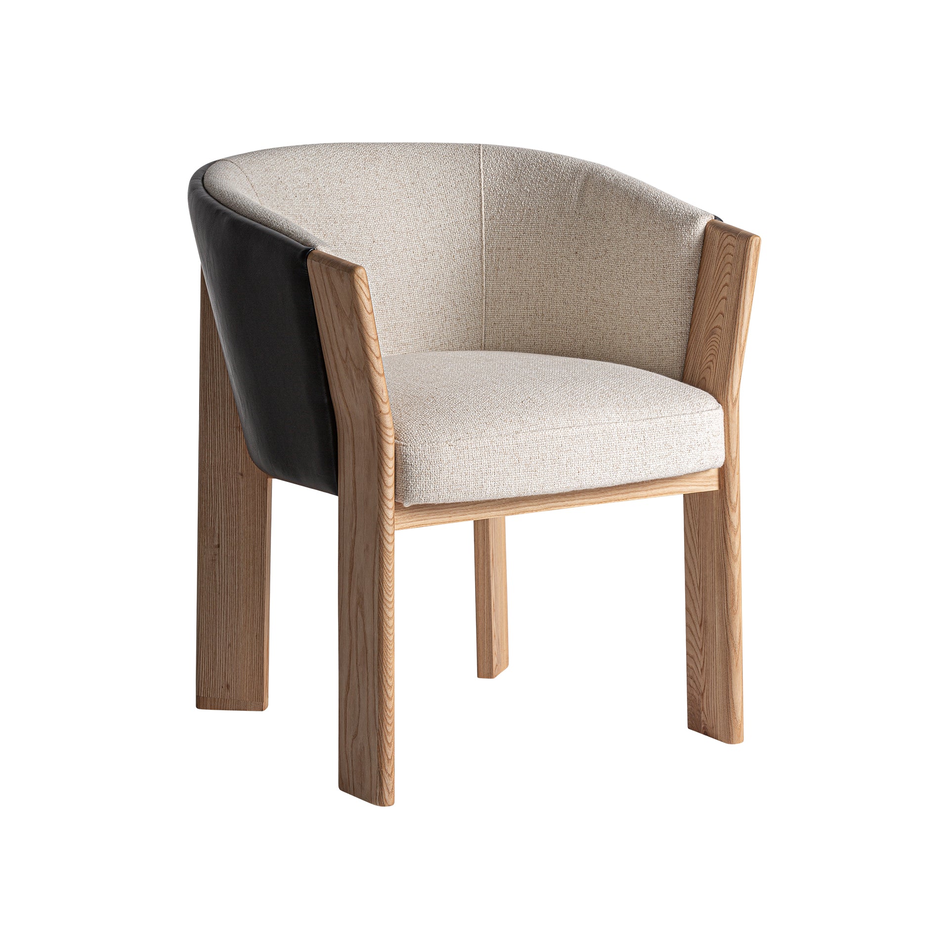 Contemporary Leather Dining Chair in Black & Brown Oak