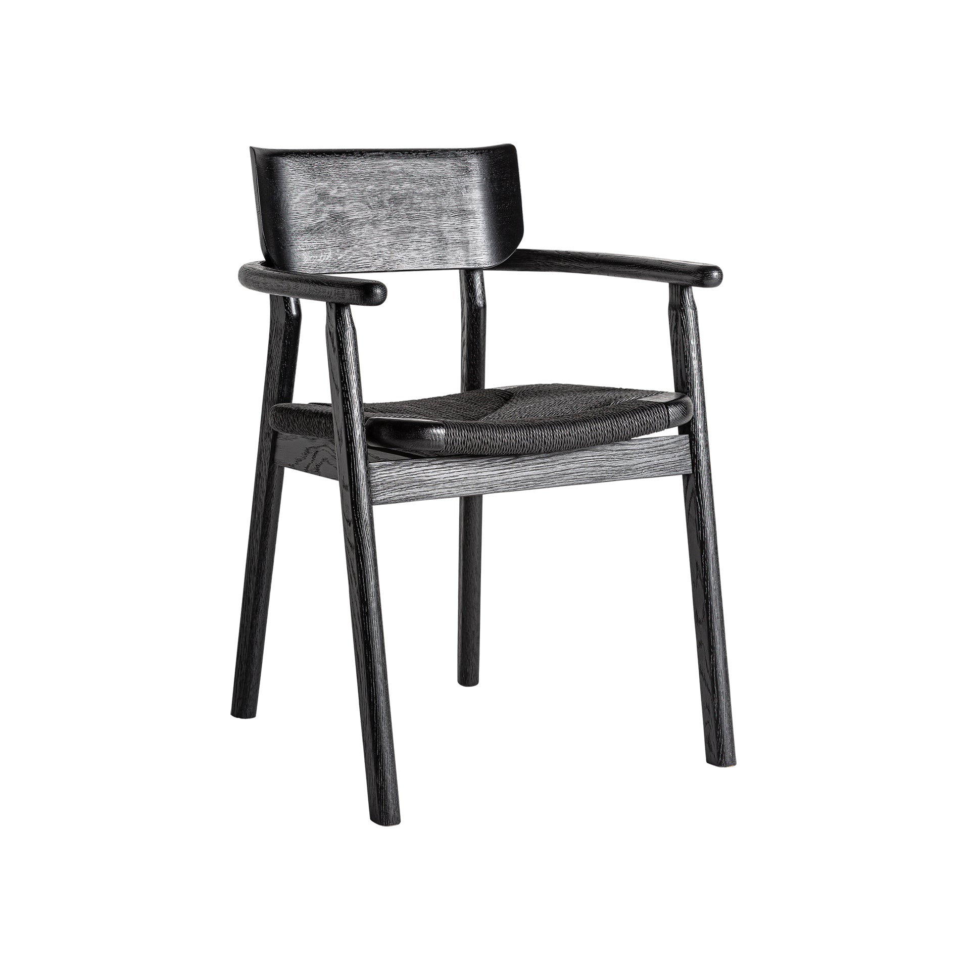 Vintage Oak Chair – Matte Black with Natural Fibre Seat