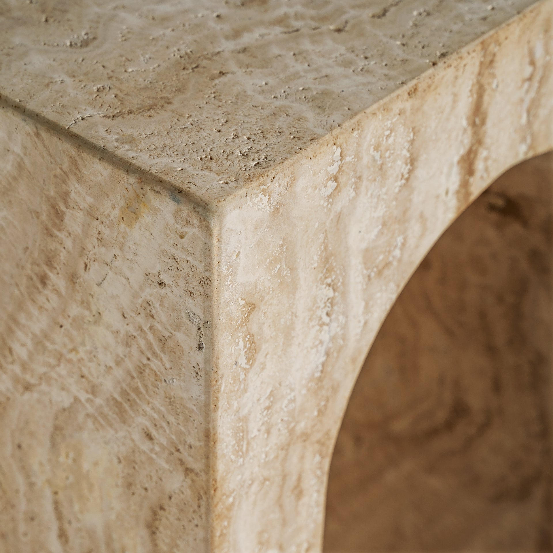 Thiennes Art Deco Travertine Console Table