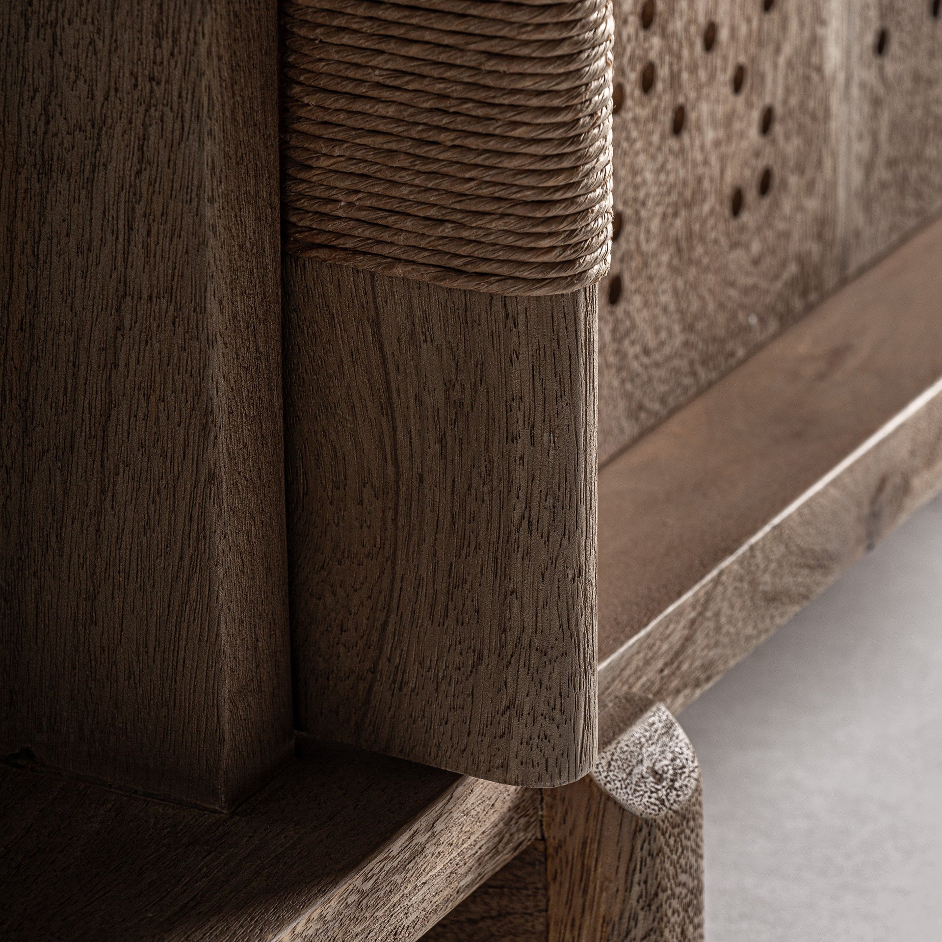 Jacquard Mango Wood TV Stand - Contemporary Light Brown Media Console