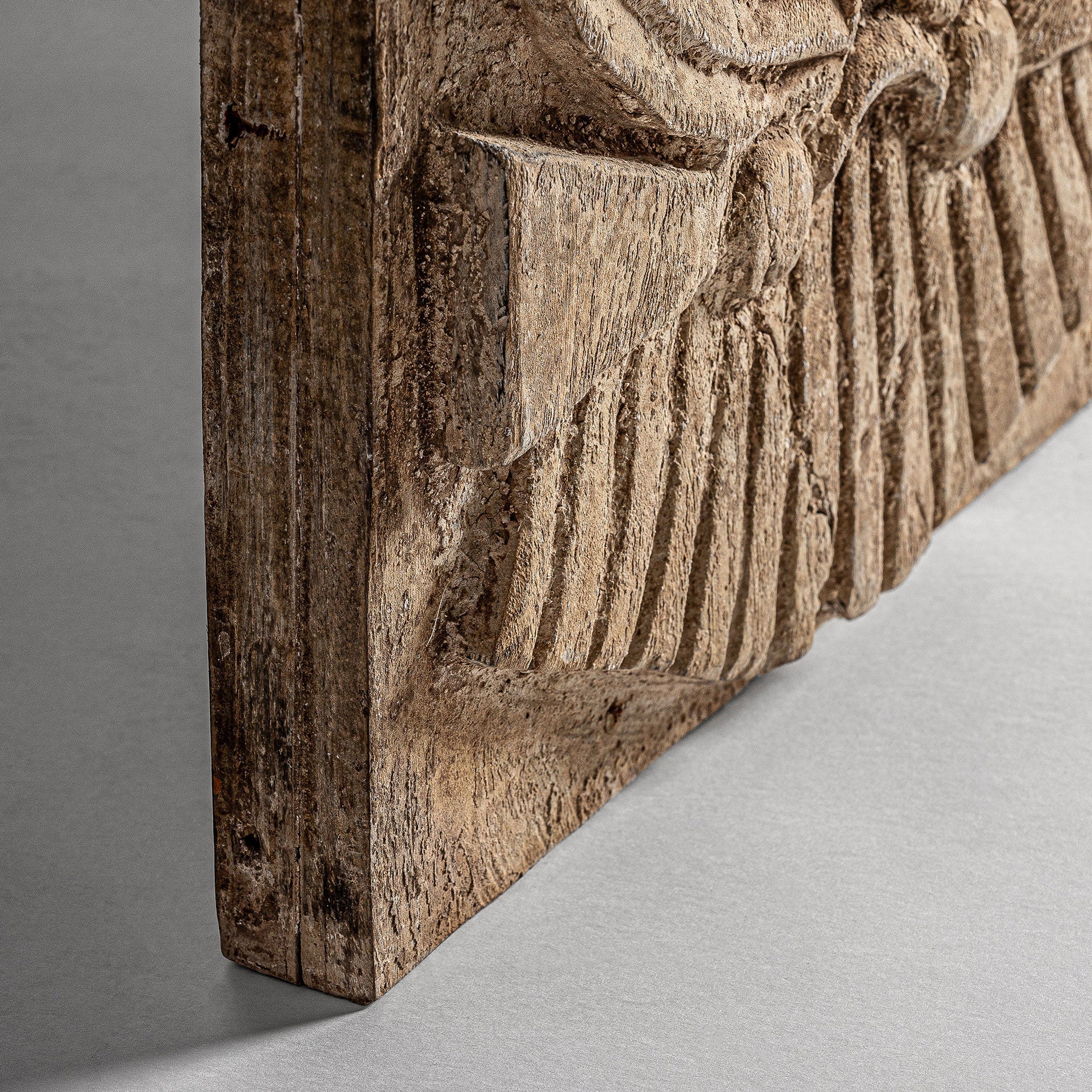 Peylon Ethnic Suar Wood Wall Art - Beige Distressed Finish