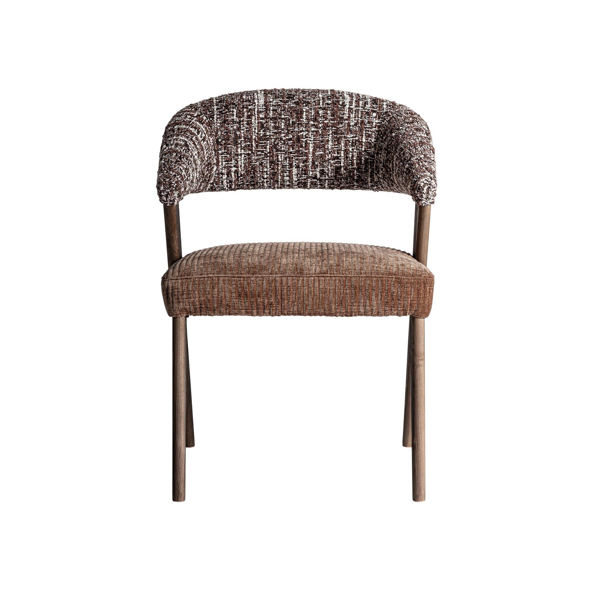 KAMENZ Contemporary Brown Chair - Polyester & Oak Wood