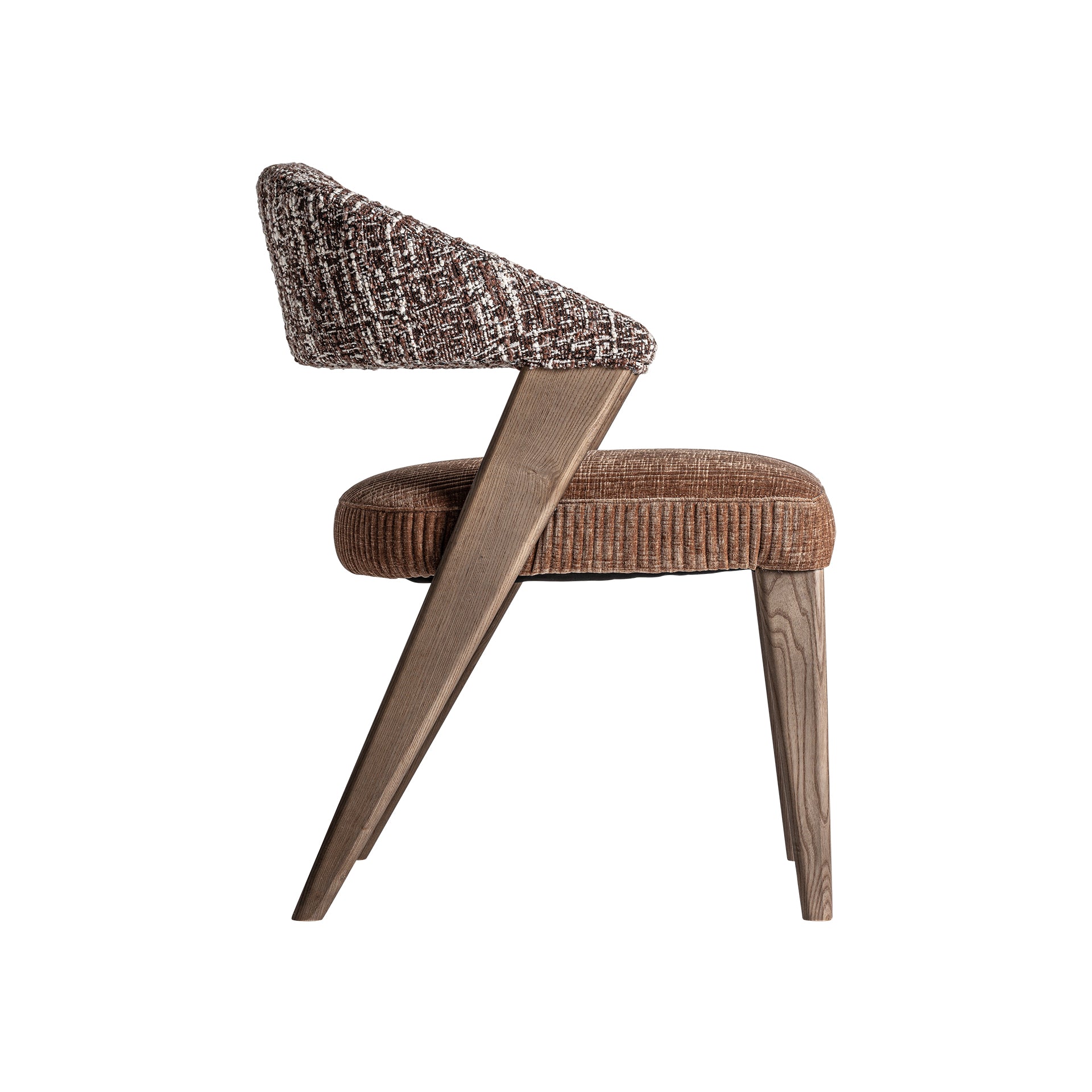 KAMENZ Contemporary Brown Chair - Polyester & Oak Wood