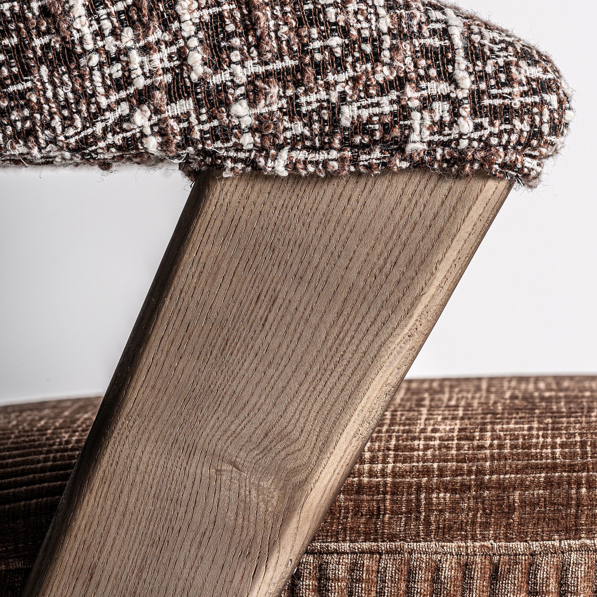 KAMENZ Contemporary Brown Chair - Polyester & Oak Wood