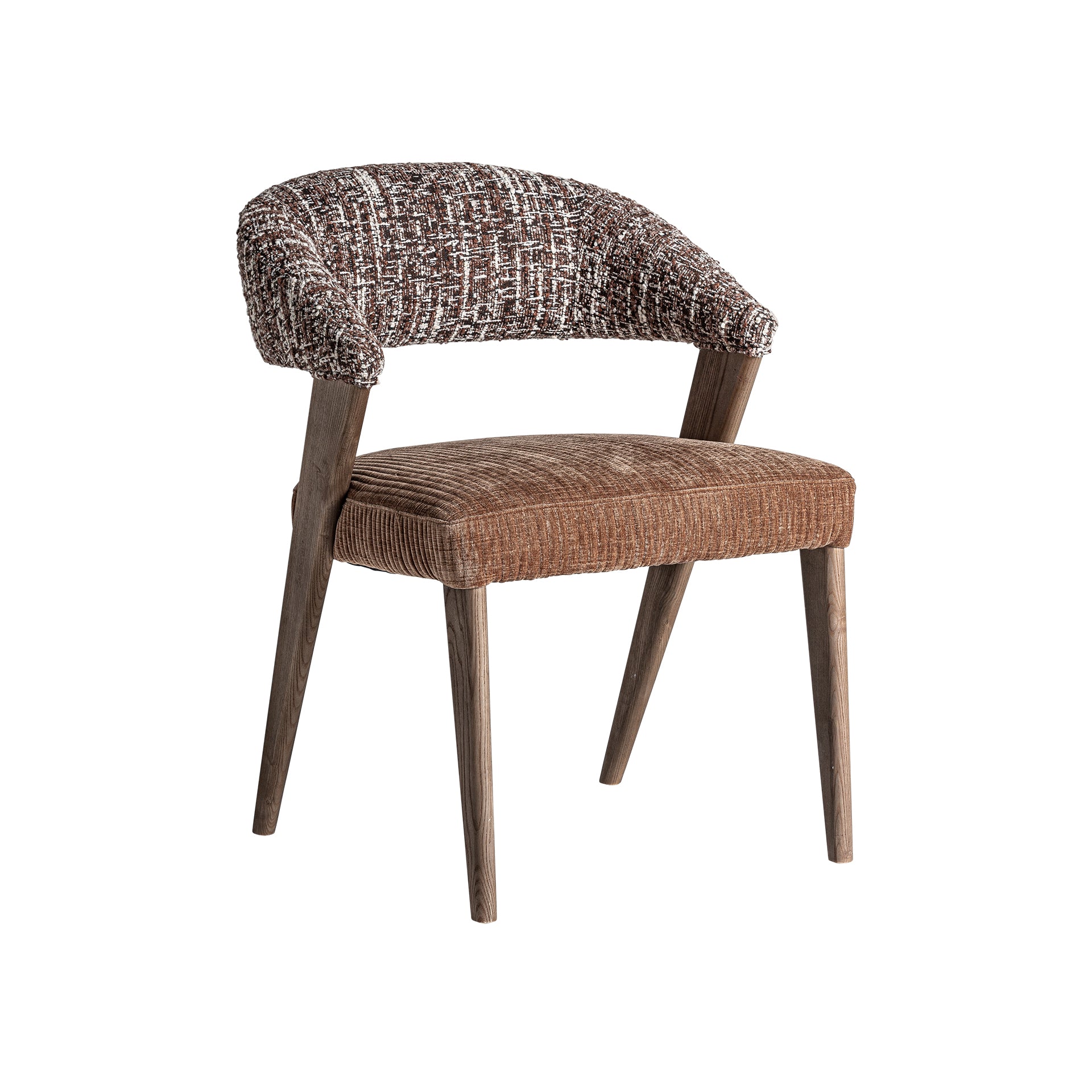 KAMENZ Contemporary Brown Chair - Polyester & Oak Wood
