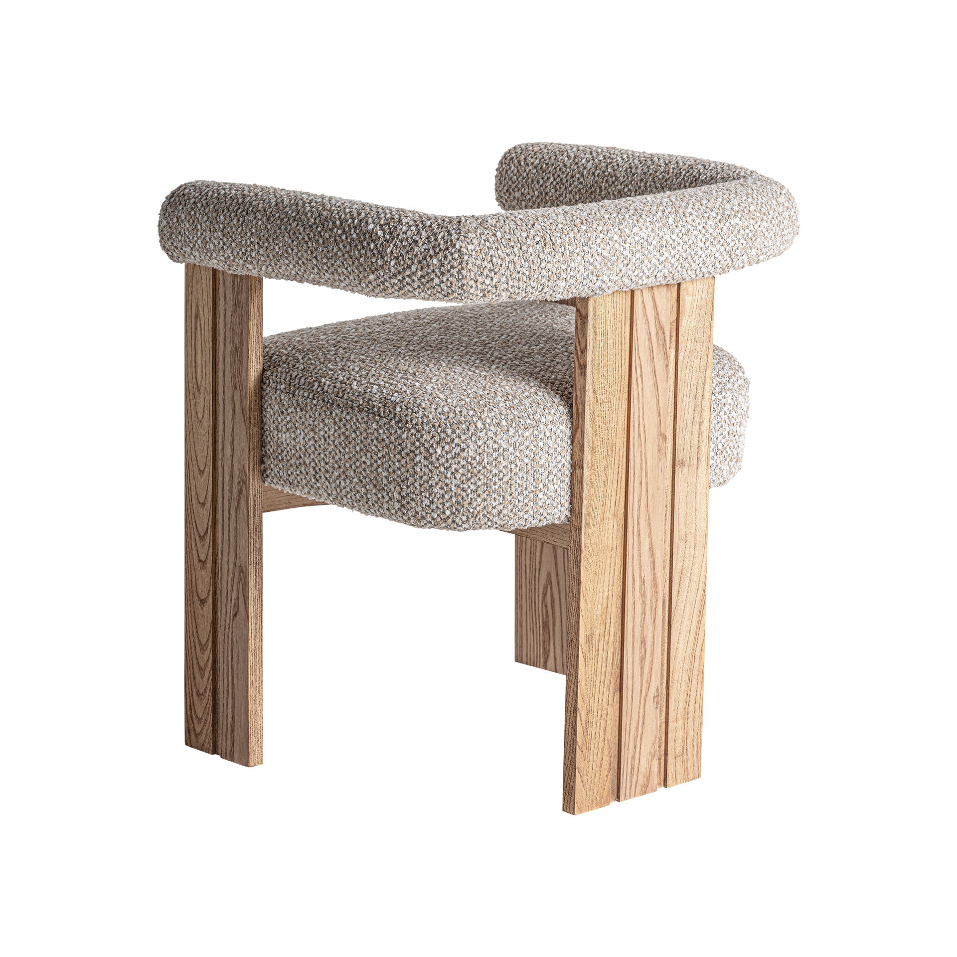 Ustka Contemporary Dining Chair - Grey Polyester & Oak